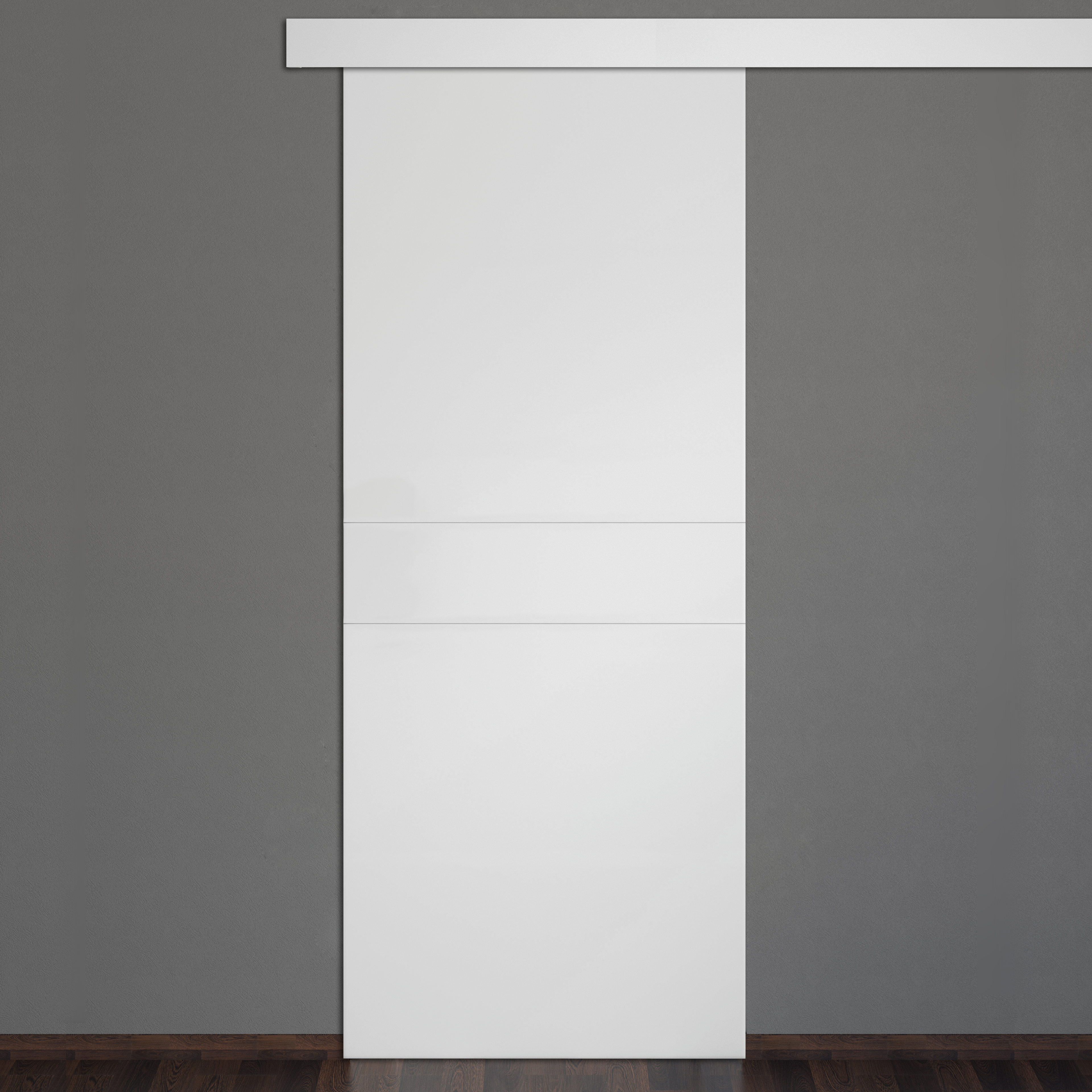 Puerta de interior corredera ciega maciza lacada Pro Vilna blanco anchura 82,5cm - 2