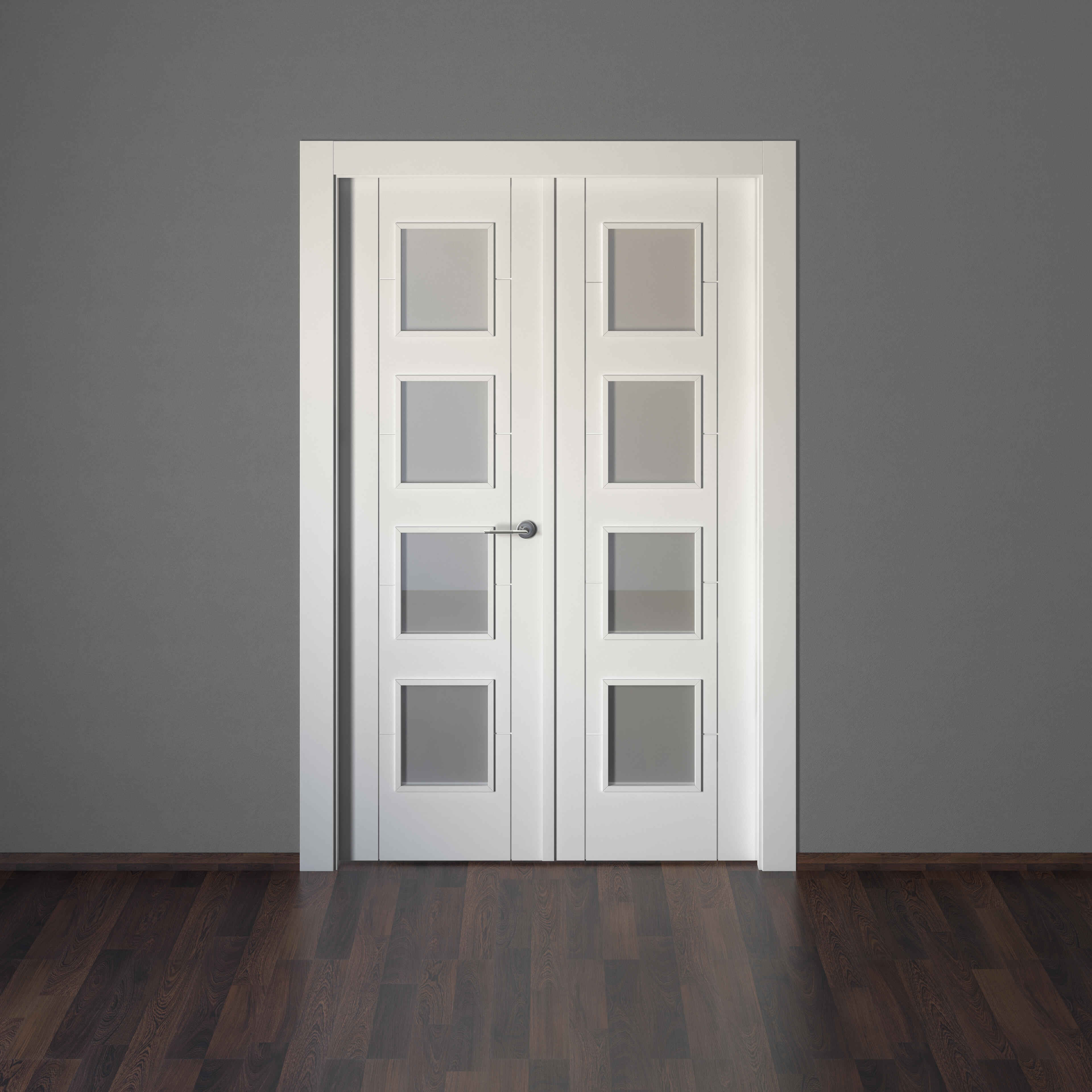 Puerta de interior abatible doble con cristal maciza lacada Line Plus Noruega blanco apertura izquierda cerco de 9x3 anchura 145cm - 5