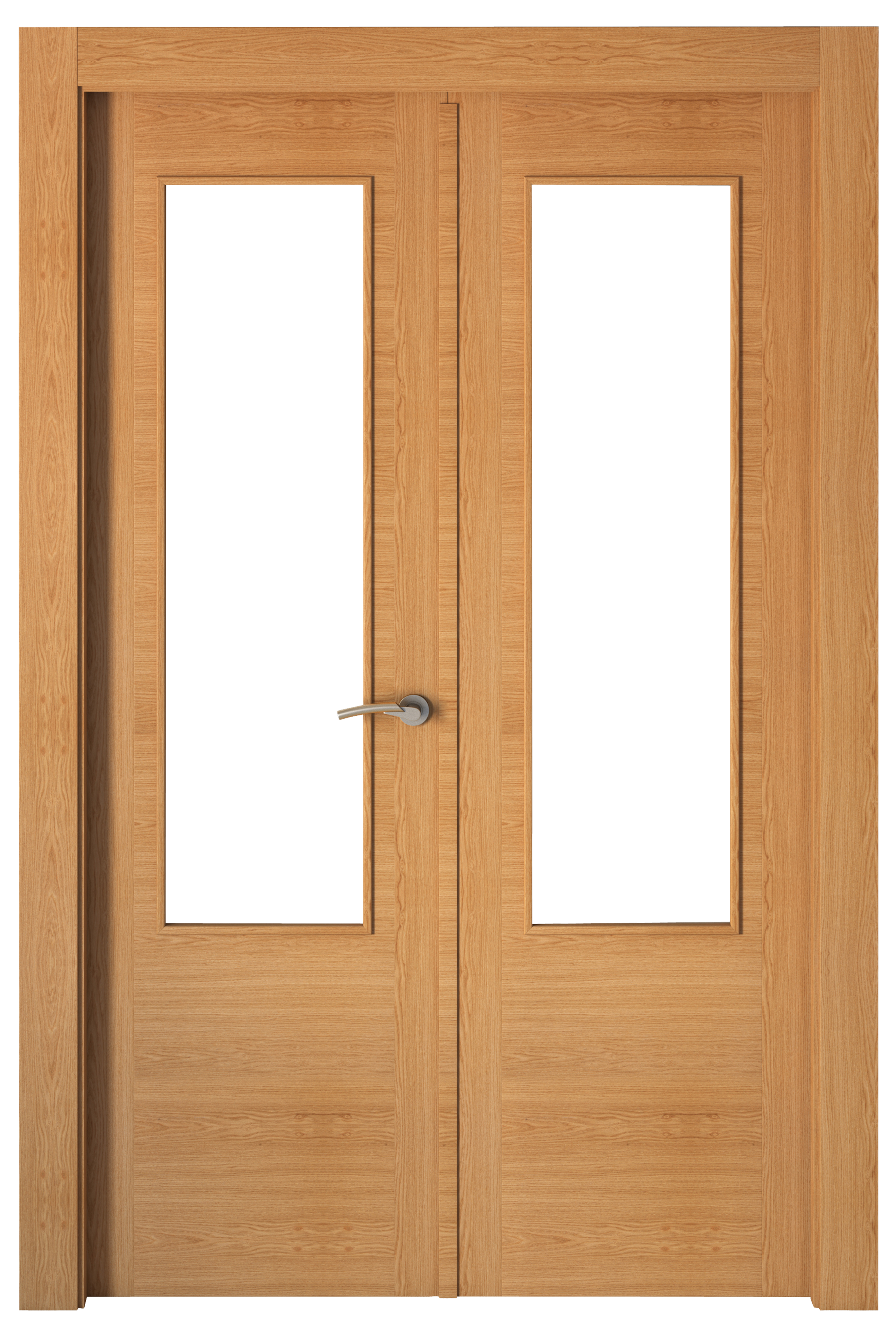 Puerta de interior abatible doble vidriera con fijo con cristal incluido estructura maciza acabado barnizado serie line plus niza roble apertura izquierda cerco de 70 x 30 anchura 105 cm