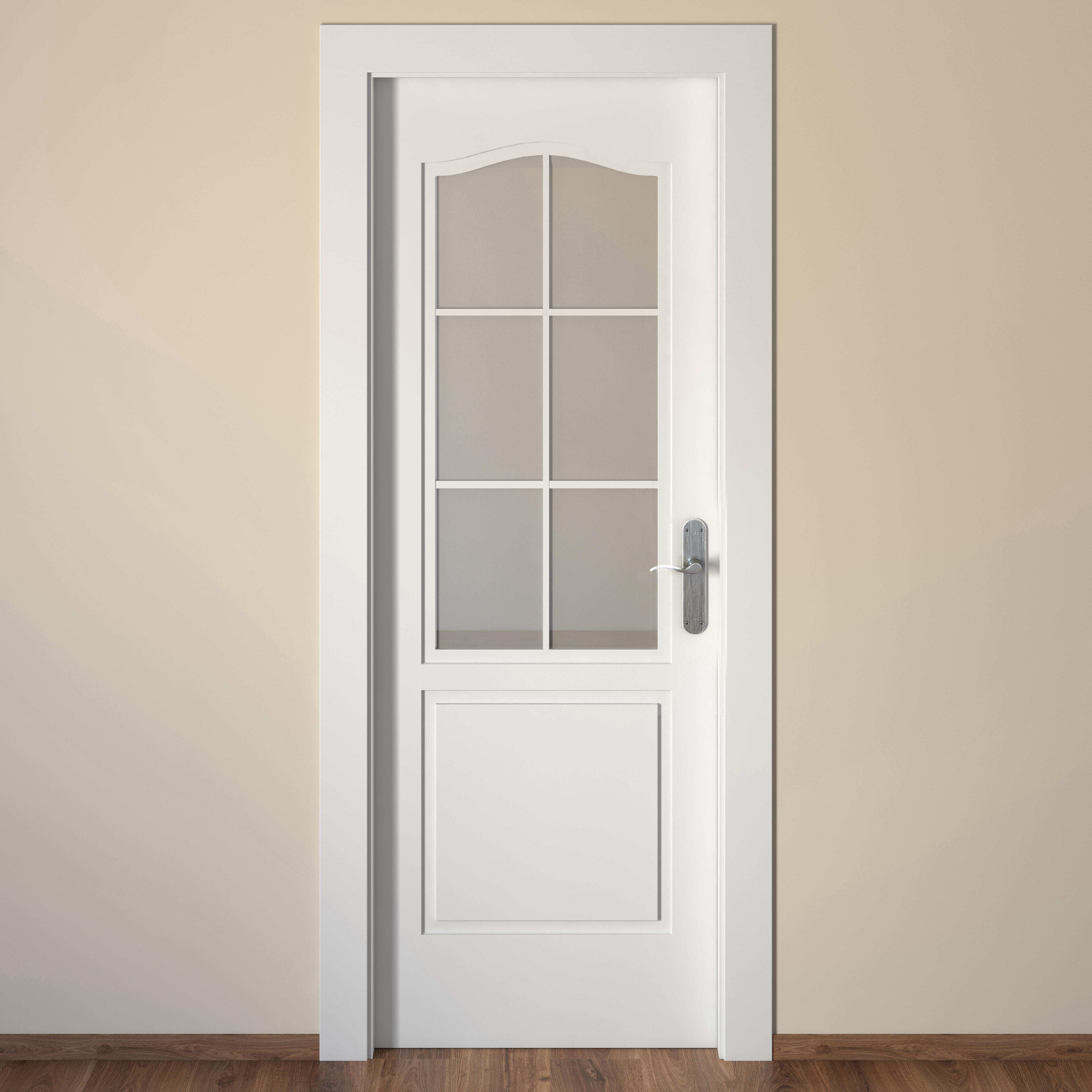 Puerta de interior abatible con cristal hueca lacada Aero Praga blanco apertura izquierda cerco de 7x3 anchura 82.5cm - 6