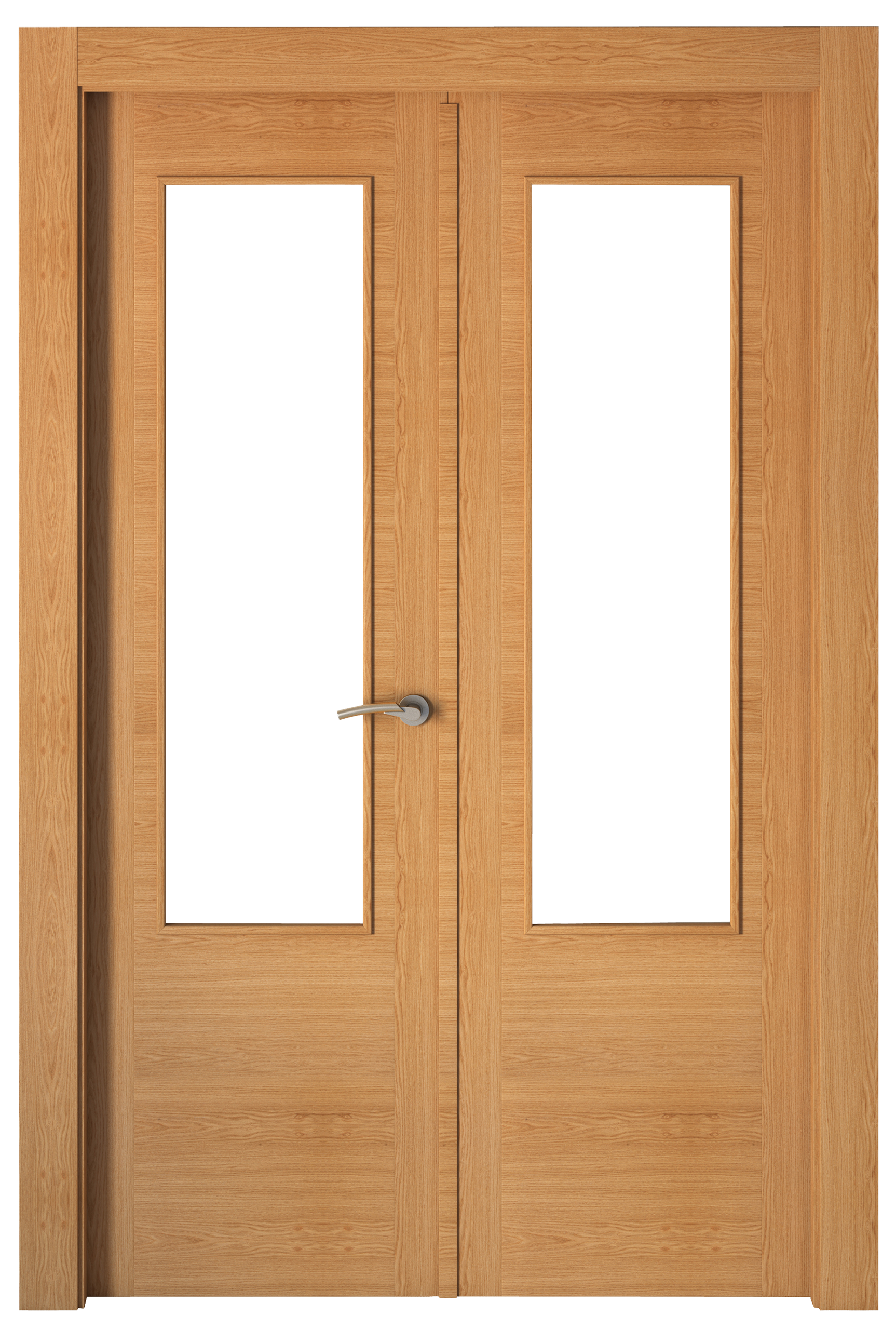 Puerta de interior abatible doble vidriera con fijo con cristal incluido estructura maciza acabado barnizado serie line plus niza roble apertura izquierda cerco de 70 x 30 anchura 125 cm
