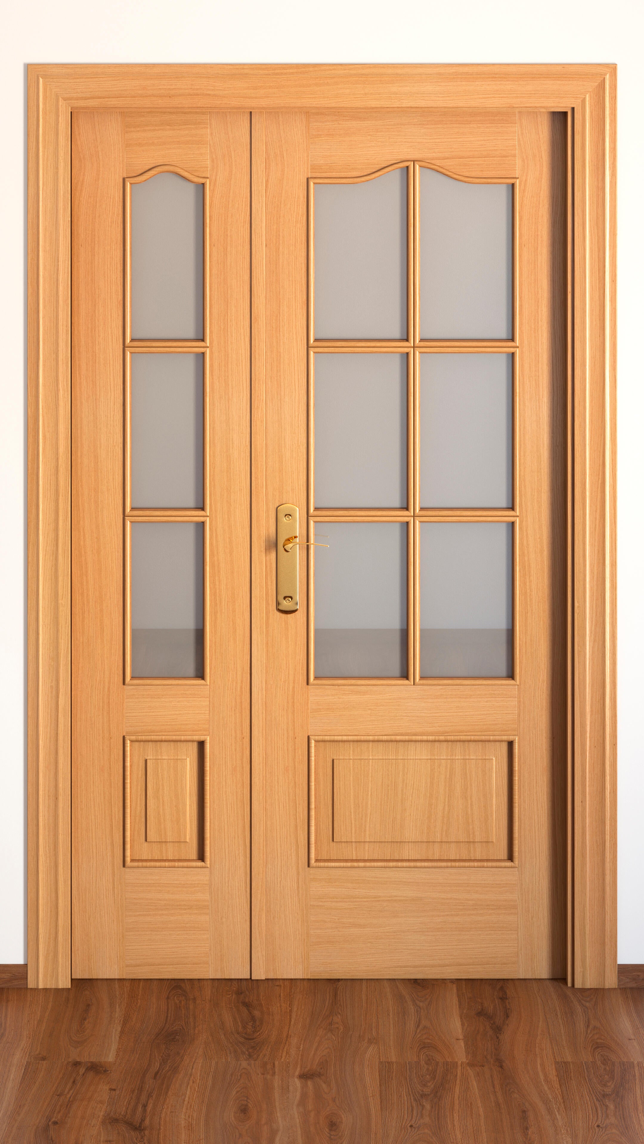 Puerta interior abatible roma roble line plus apertura derecha con cristal 105cm