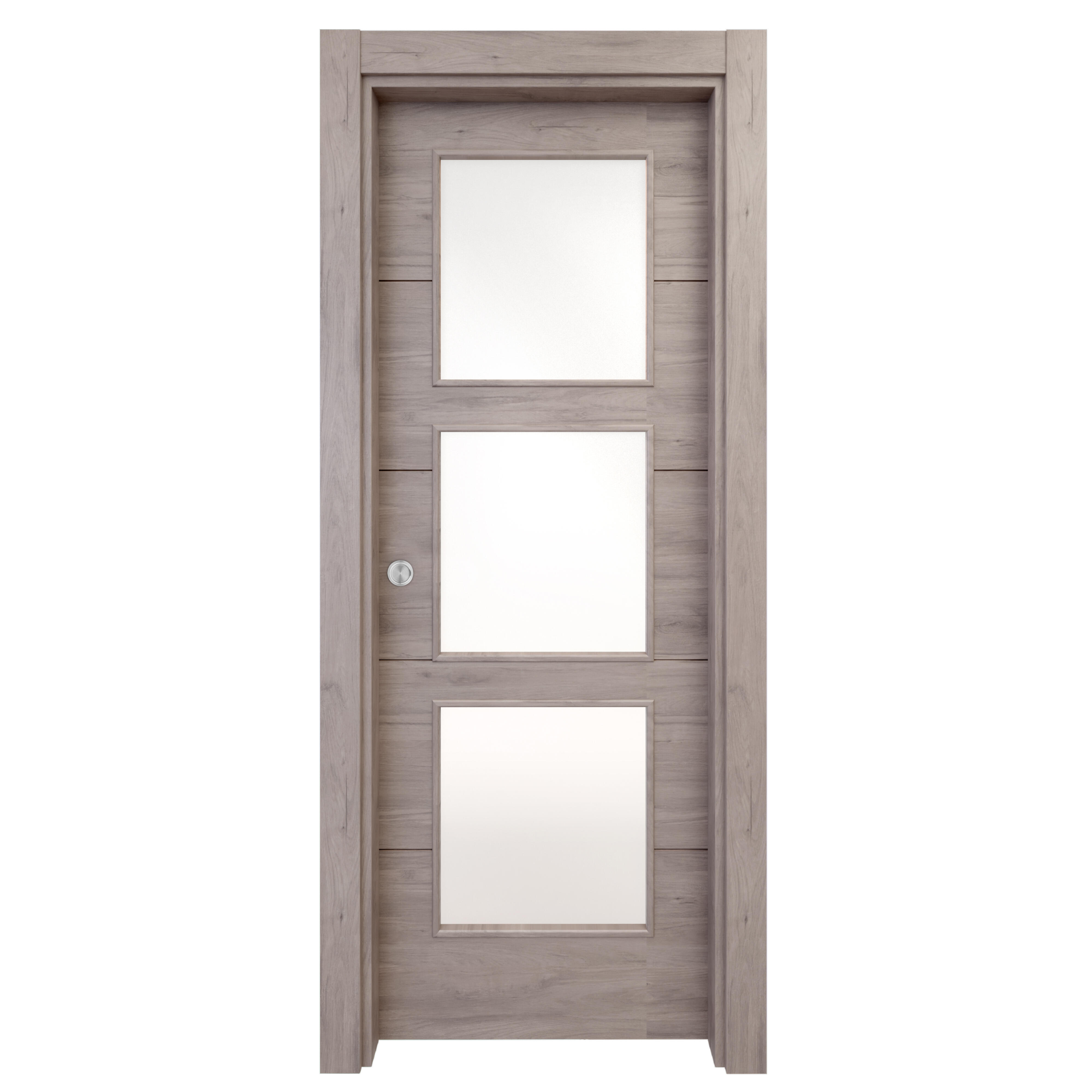 Puerta de interior corredera cristal berna roble gris line 92.5 cm