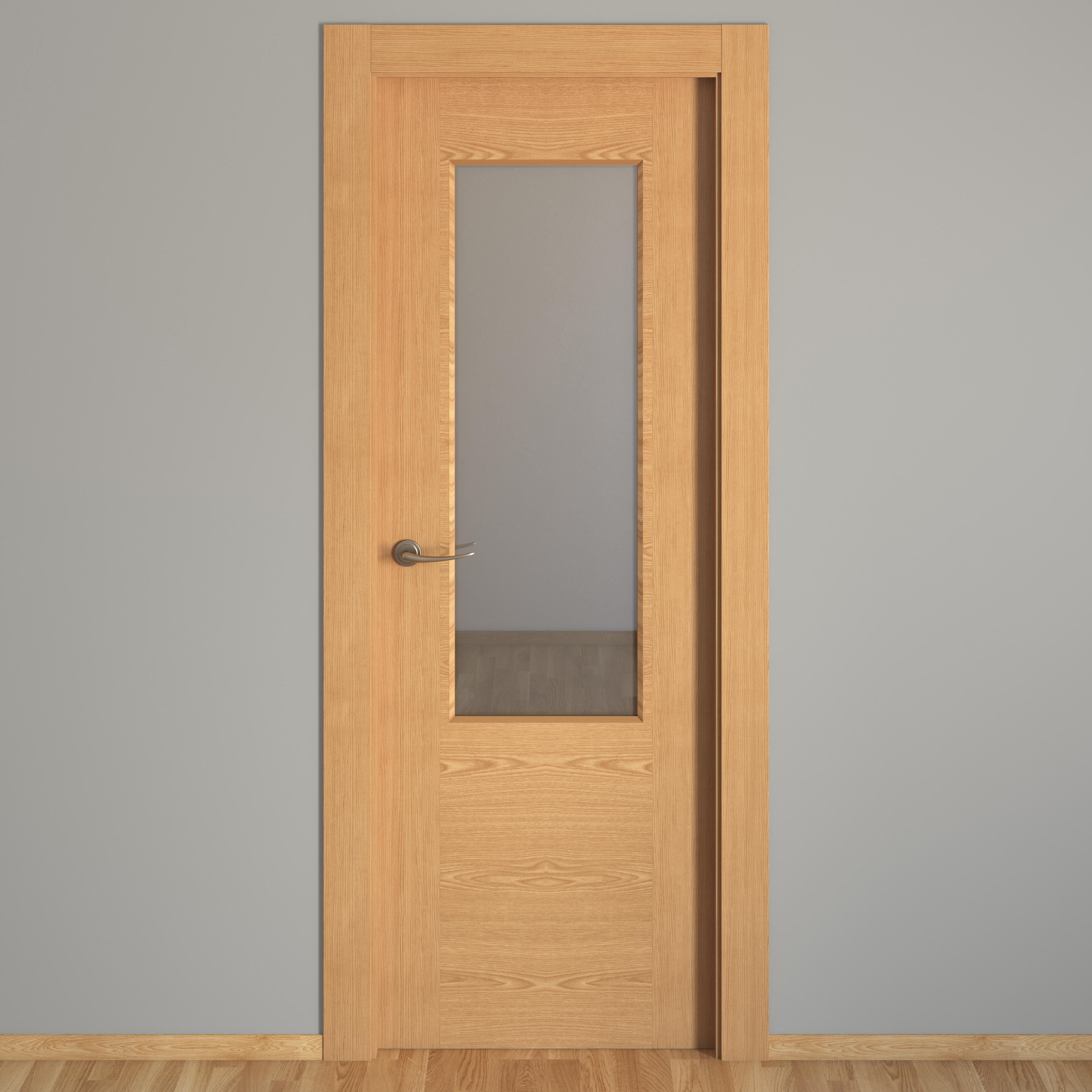 Puerta de interior abatible con cristal hueca impresa Basic Canarias roble apertura derecha cerco de 7x3 anchura 72.5cm - 5