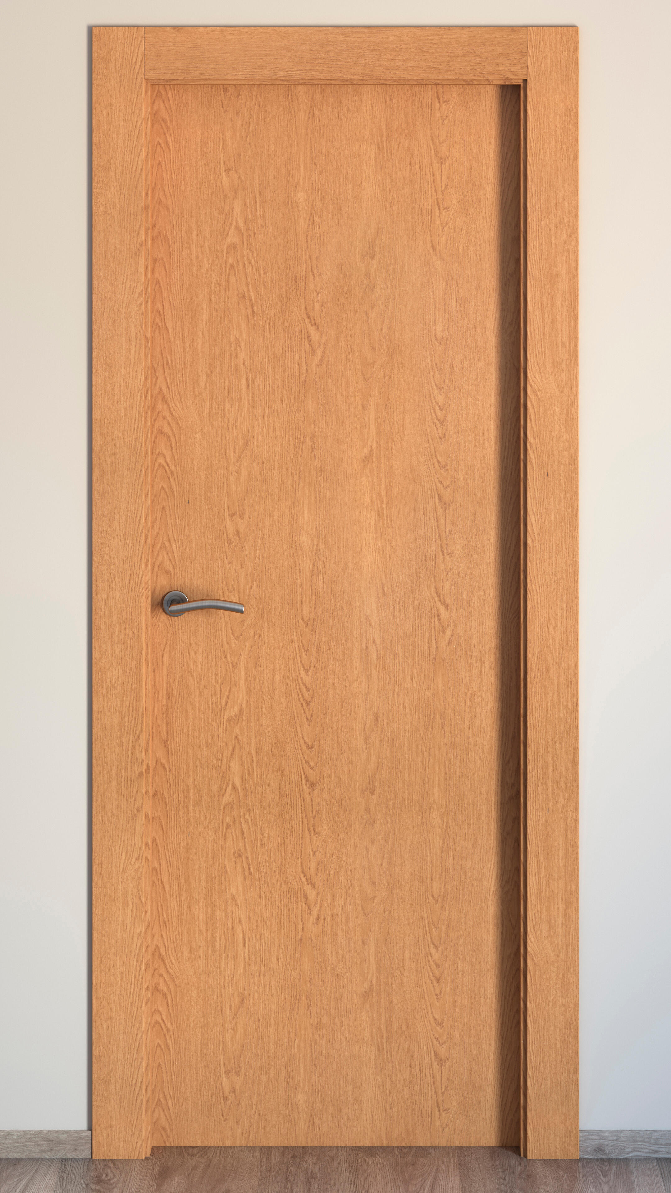 Puerta de interior abatible ciega hueca impresa Basic Mallorca roble apertura derecha cerco de 7x2 anchura 82.5cm - 3