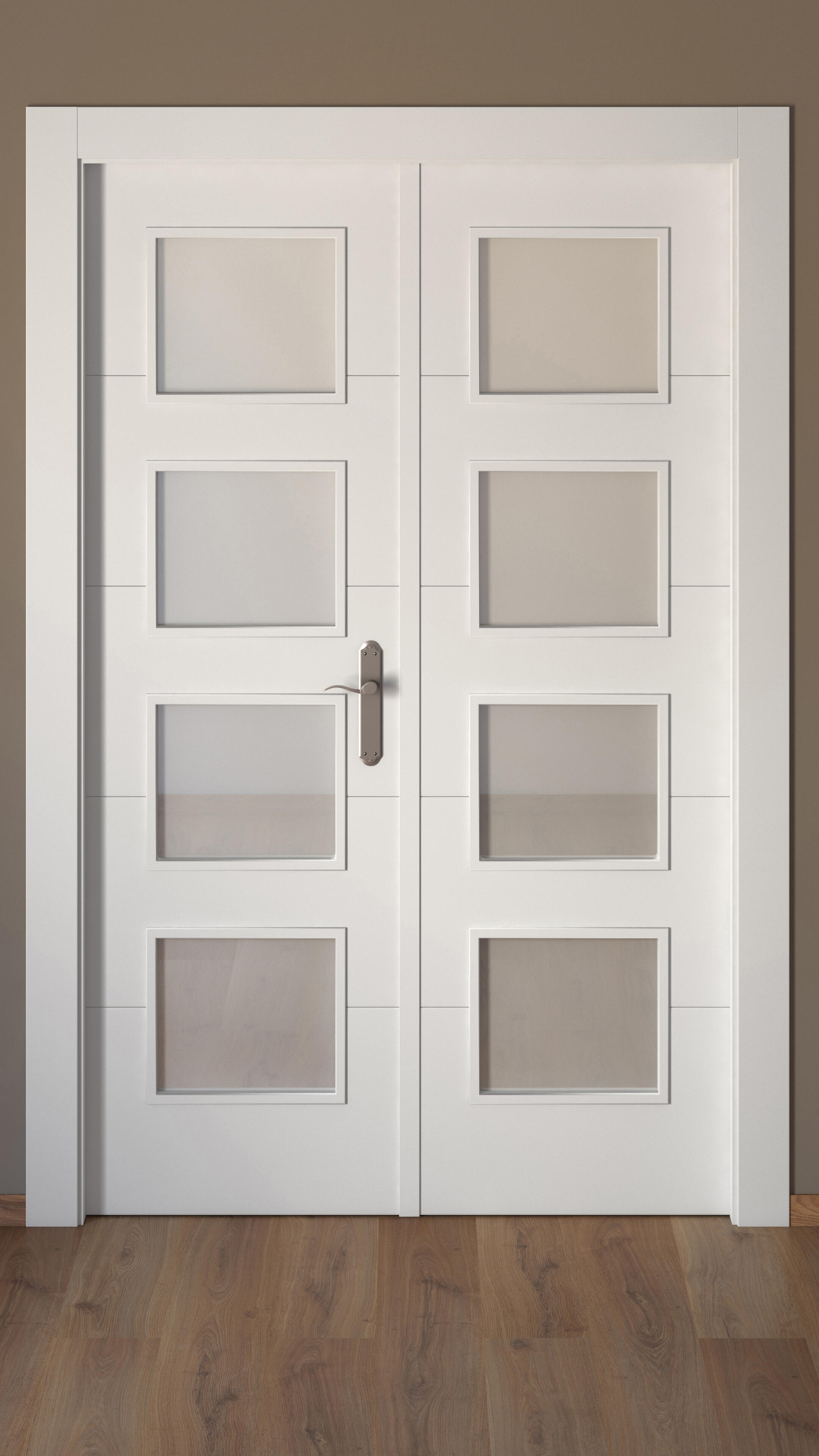Puerta de interior abatible doble con cristal maciza lacada Line Lucerna blanco apertura izquierda cerco de 7x3 anchura 125cm - 2