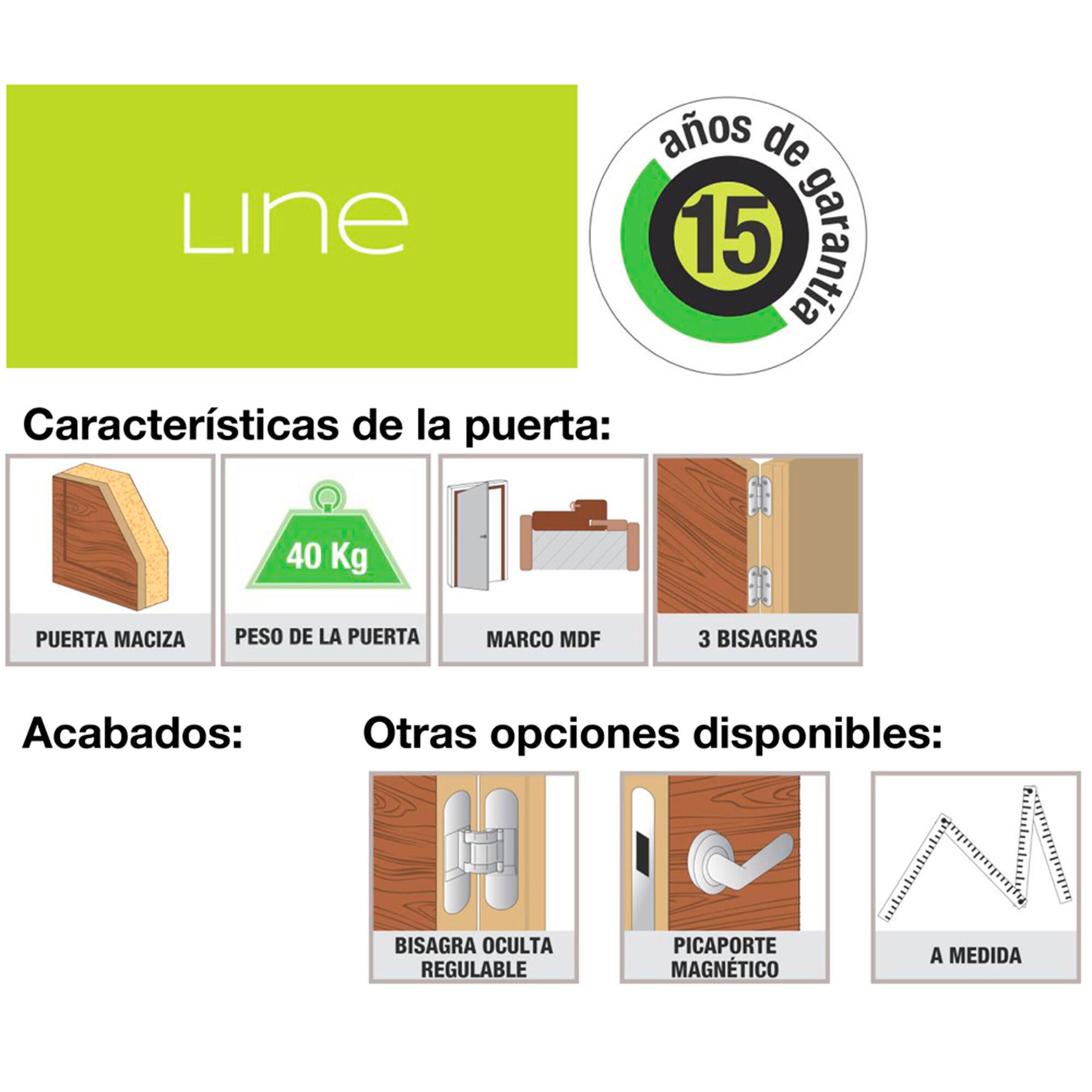 Puerta de interior corredera con cristal maciza lacada Line Noruega blanco anchura 82,5cm - 10