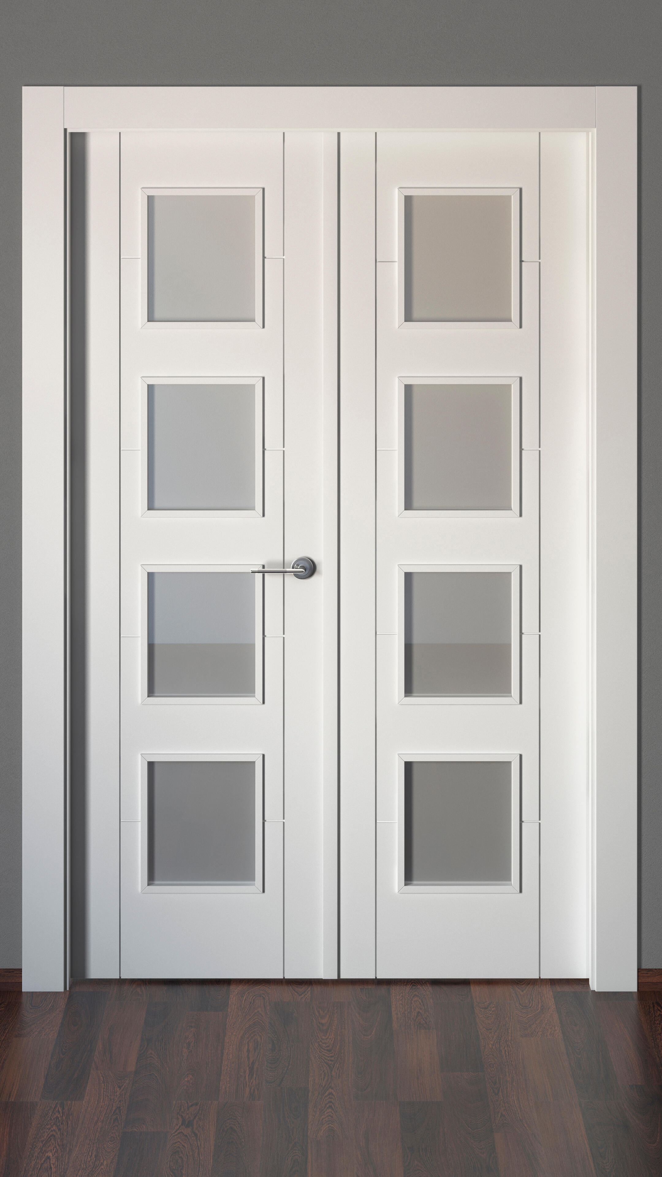 Puerta de interior abatible doble con cristal maciza lacada Line Plus Noruega blanco apertura izquierda cerco de 9x3 anchura 145cm - 4