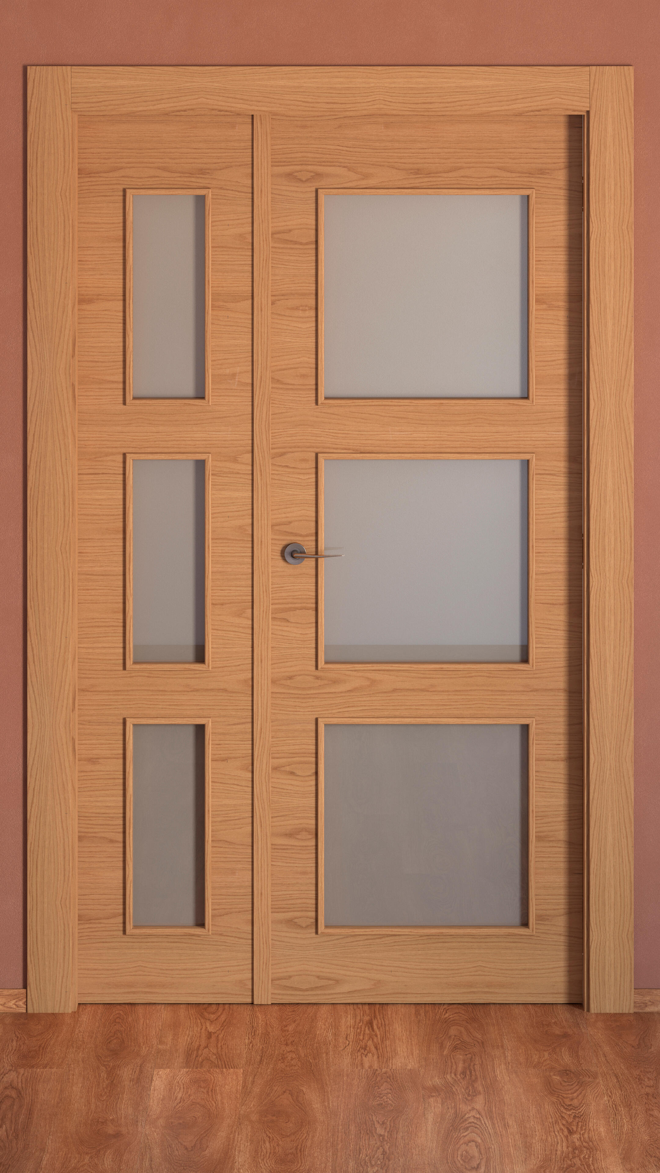Puerta interior abatible viena roble line plus apertura dcha cristal 7x2 115cm