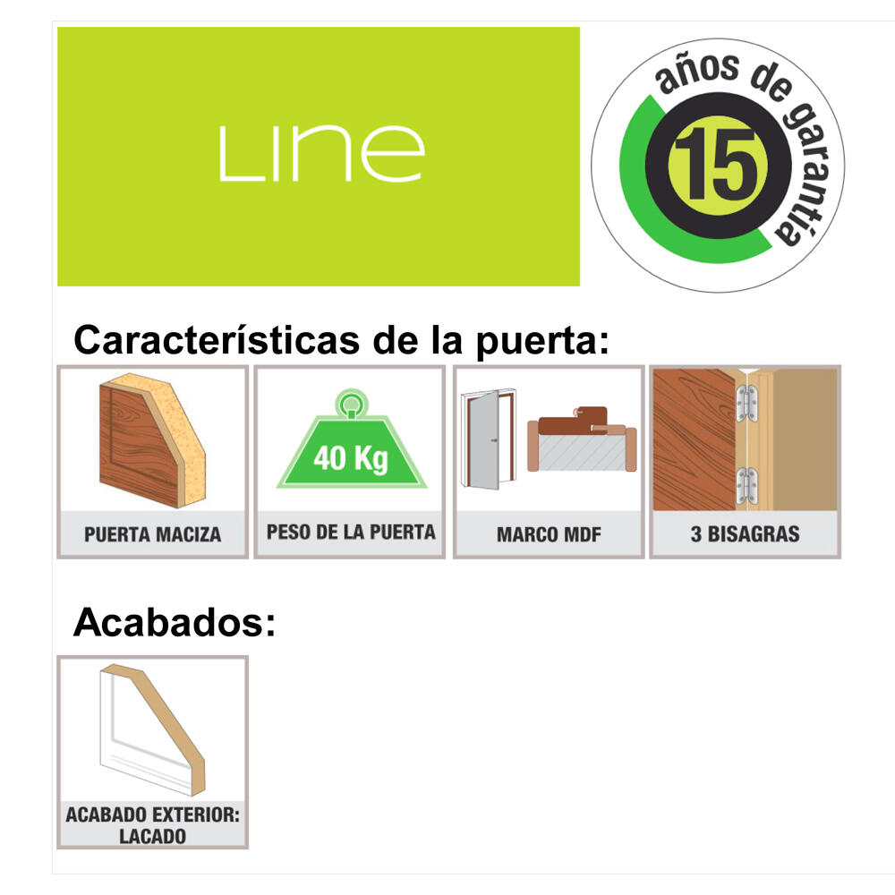 Puerta de interior abatible doble con cristal maciza lacada Line Noruega blanco apertura derecha cerco de 7x3 anchura 145cm - 9