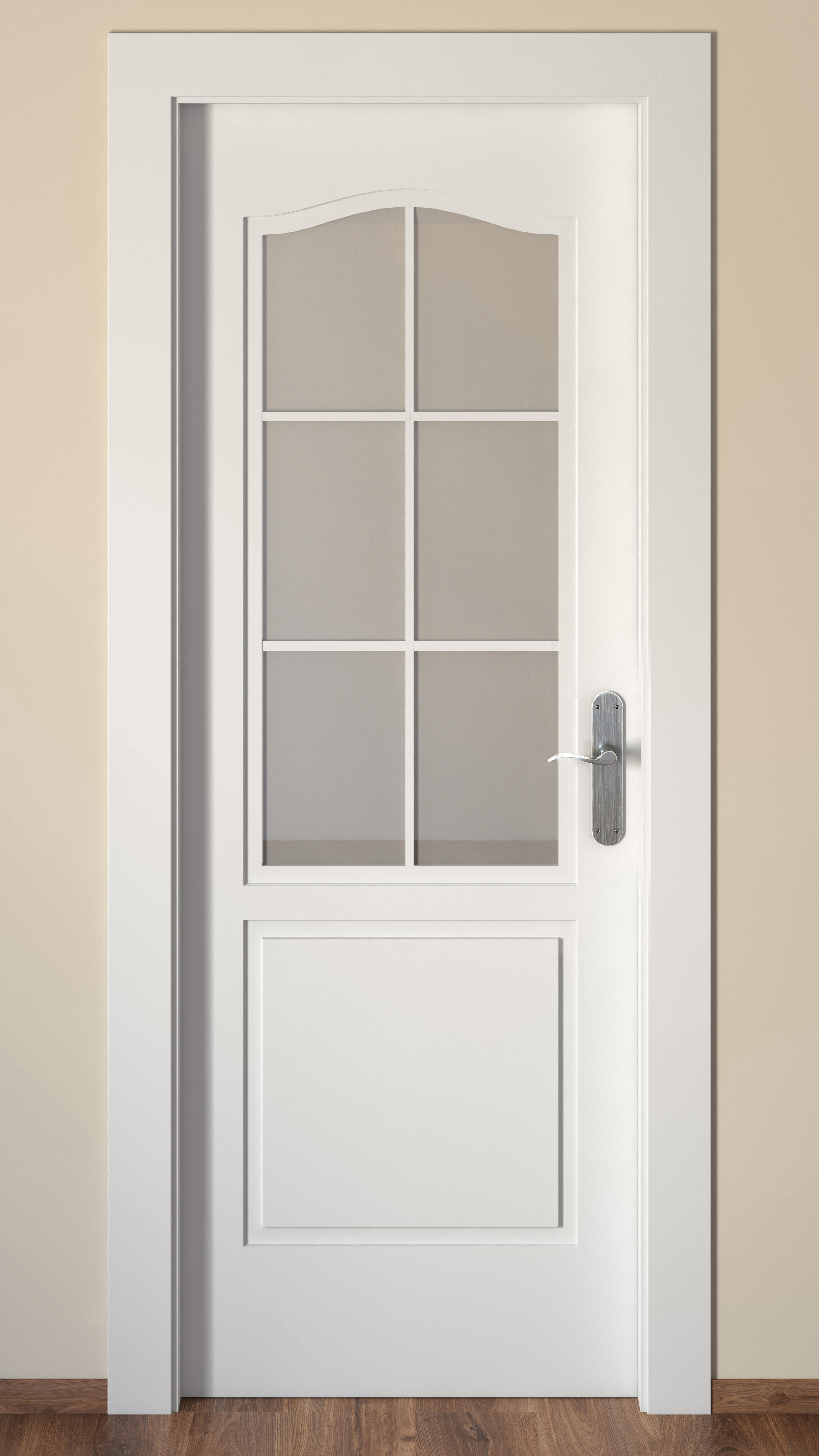 Puerta de interior abatible con cristal hueca lacada Aero Praga blanco apertura izquierda cerco de 7x3 anchura 82.5cm - 3