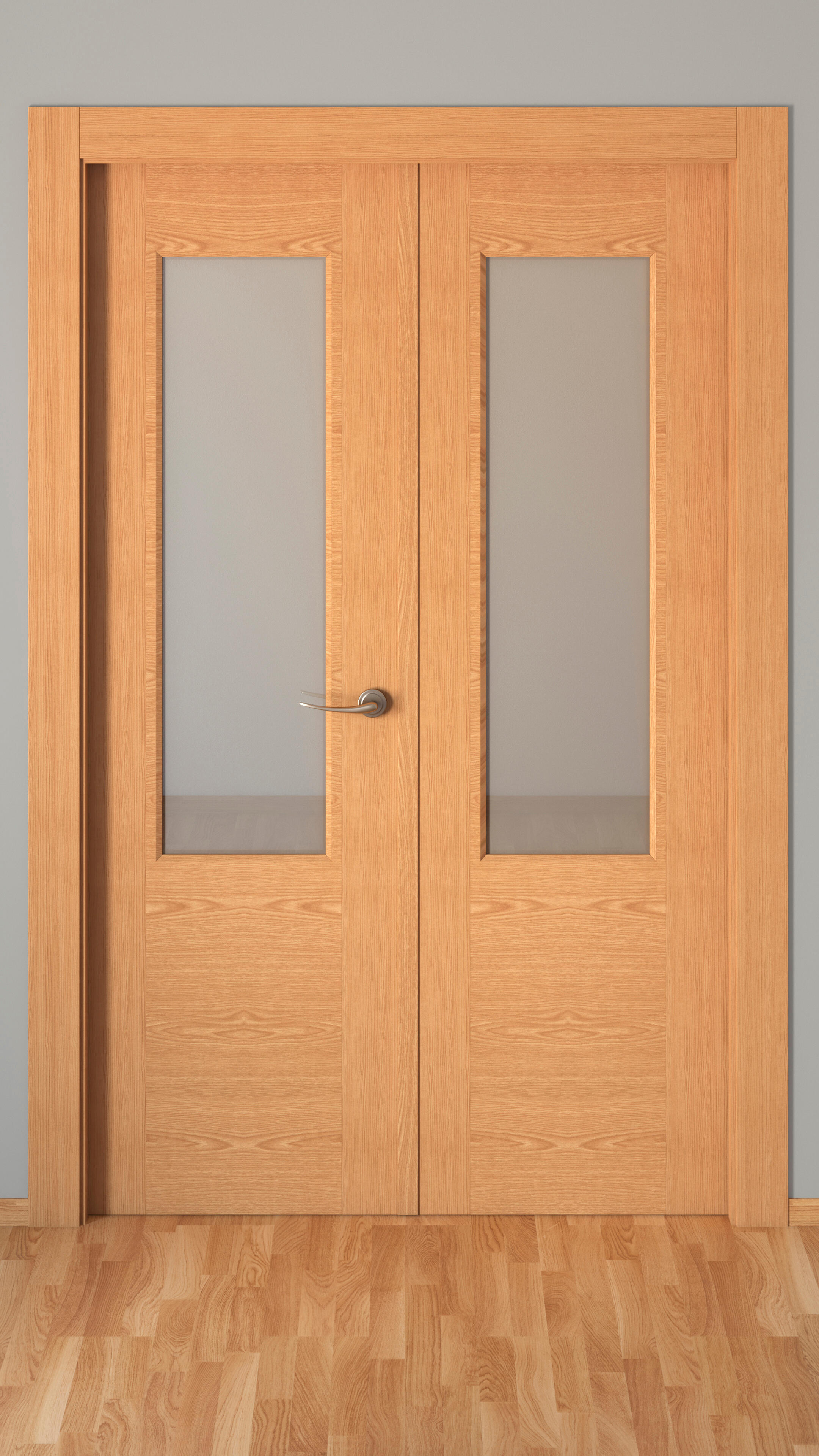 Puerta de interior abatible doble vidriera con cristal incluido hueca acabado Impresion digital  Basic Canarias Roble apertura izquierda cerco de 7x3 anchura 125 cm - 4