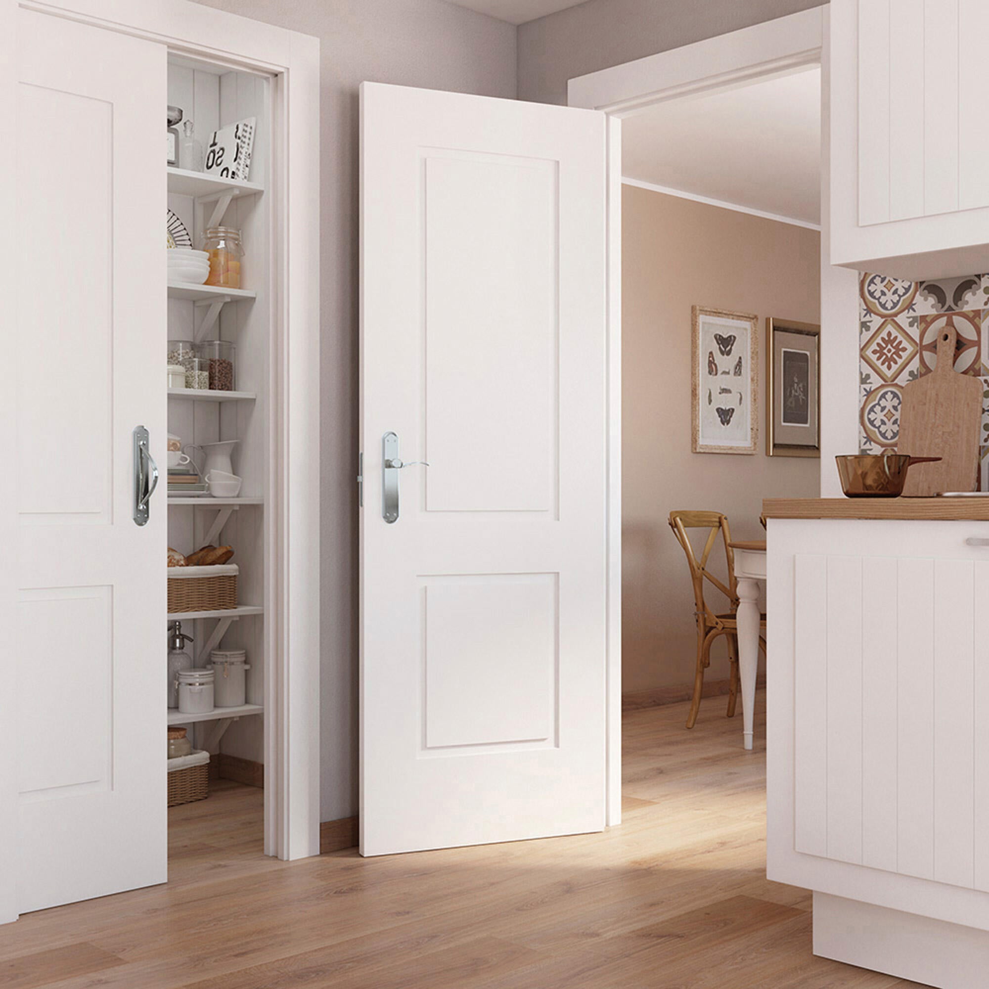 Puerta de interior abatible ciega hueca lacada Aero Bonn blanco apertura derecha cerco de 7x3 anchura 82.5cm - 3