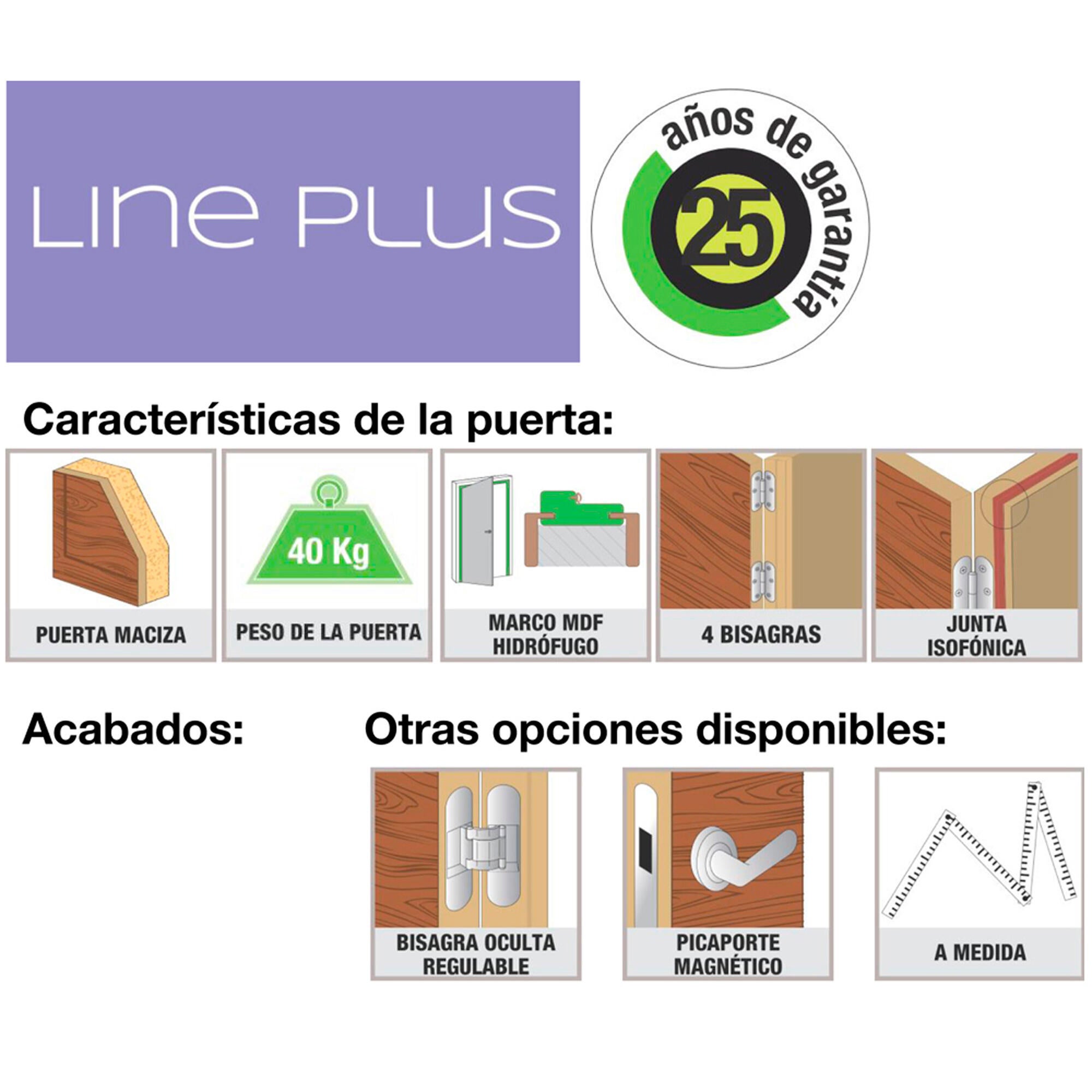 Puerta de interior corredera ciega maciza barnizada Line Plus Noruega roble con uñero y condena anchura 82,5cm - 7