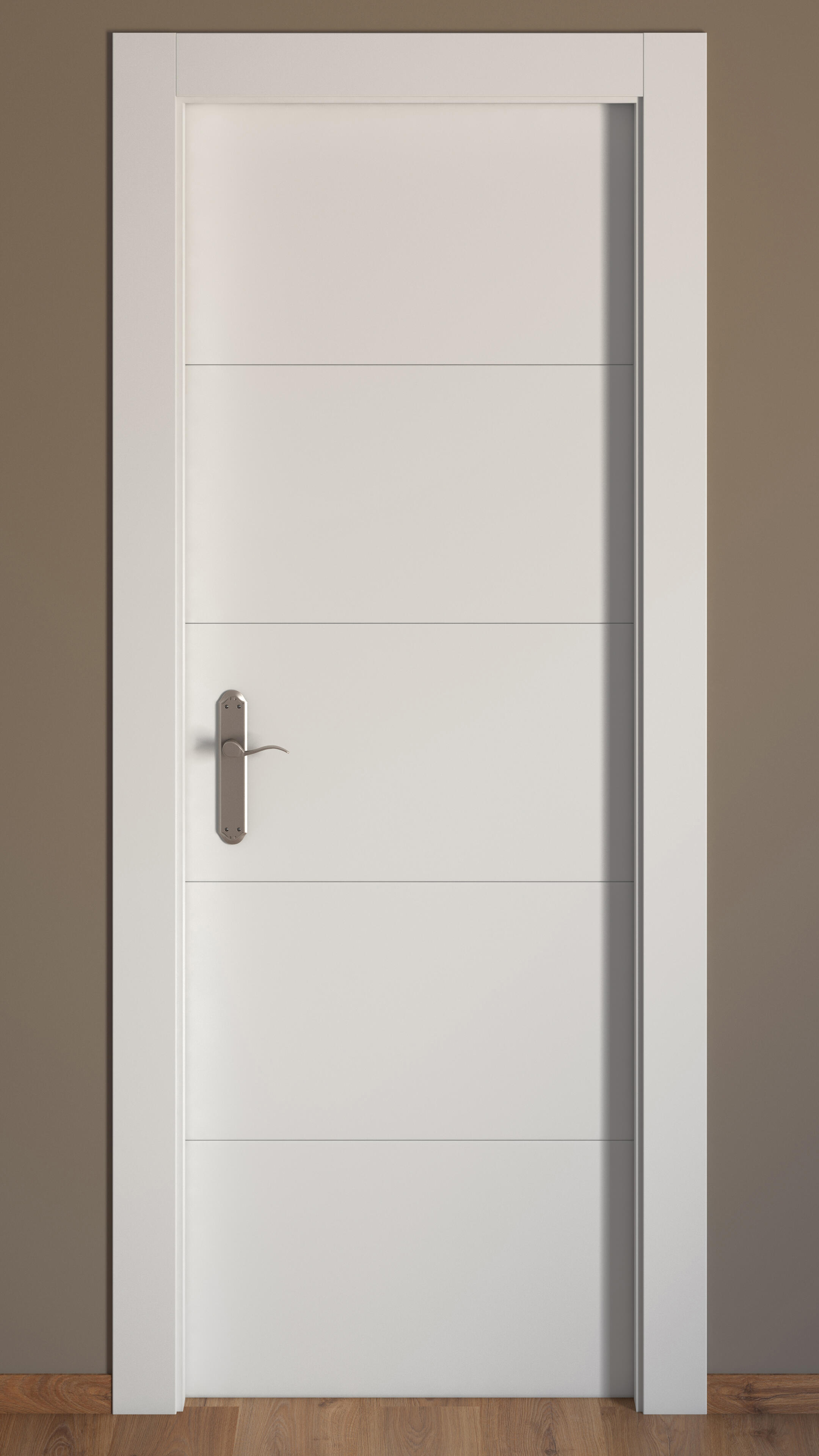 Puerta de interior abatible ciega maciza lacada Line Lucerna blanco apertura derecha cerco de 7x3 anchura 92.5cm - 2