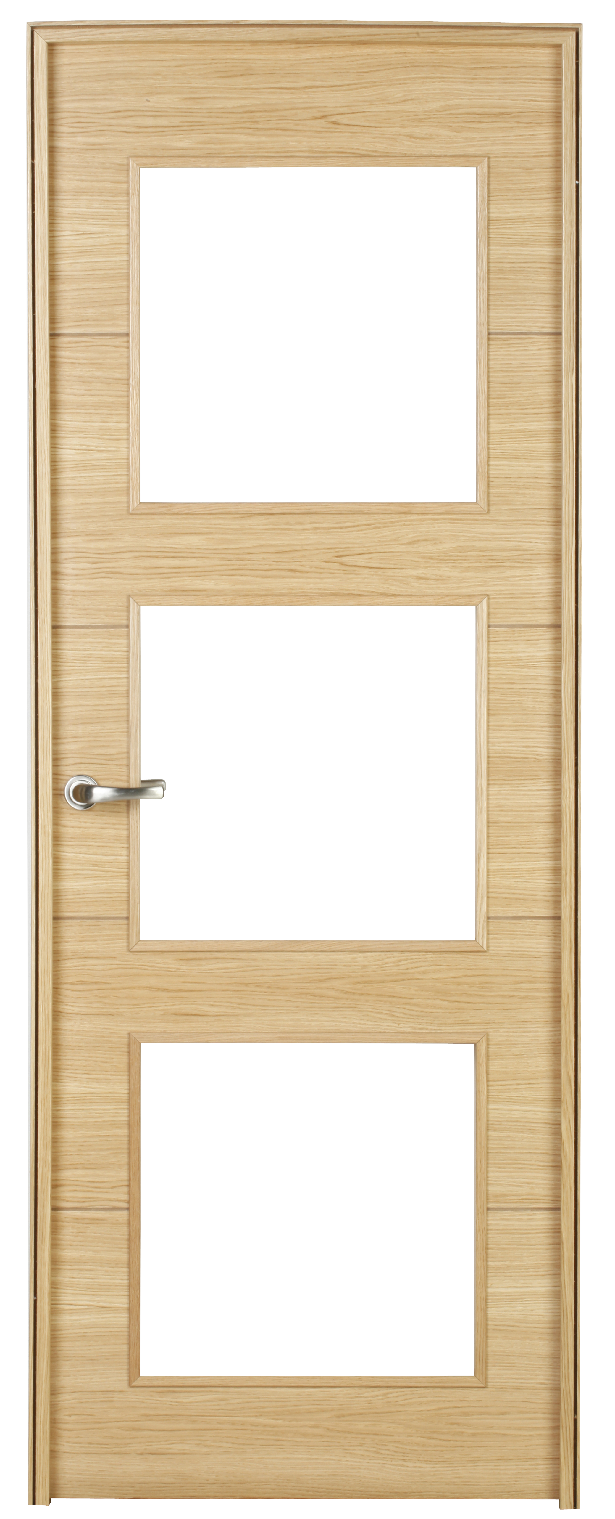 Puerta interior abatible viena roble line plus apertura dcha con cristal 82.5cm