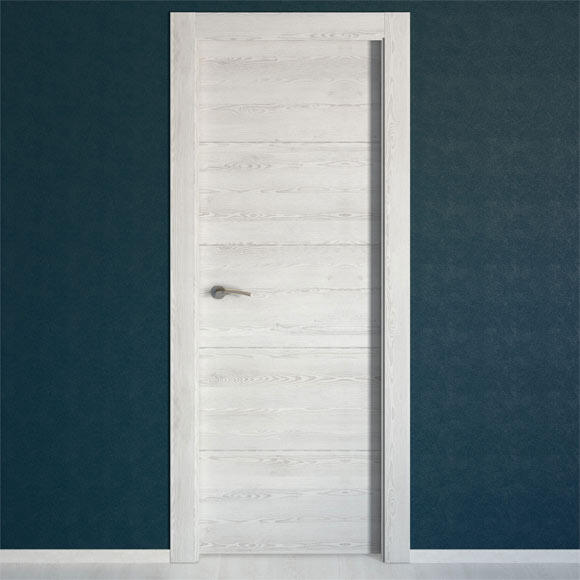 Puerta de interior abatible ciega maciza melamina Line Berna blanco veteado apertura derecha cerco de 7x3 anchura 72.5cm - 5