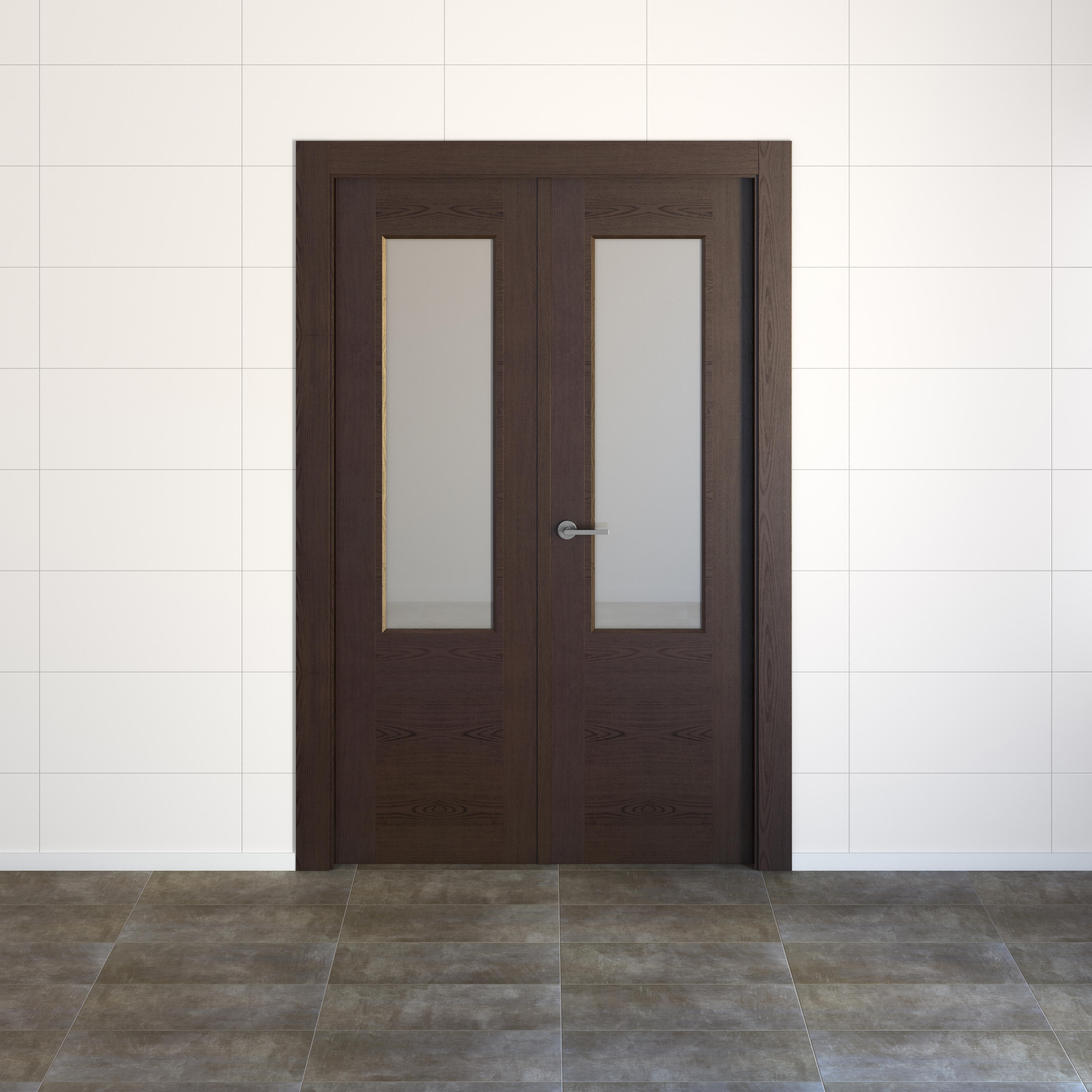 Puerta de interior abatible doble vidriera con cristal incluido hueca acabado Impresion digital  Basic Canarias Wengué apertura derecha cerco de 7x3 anchura 125 cm - 6