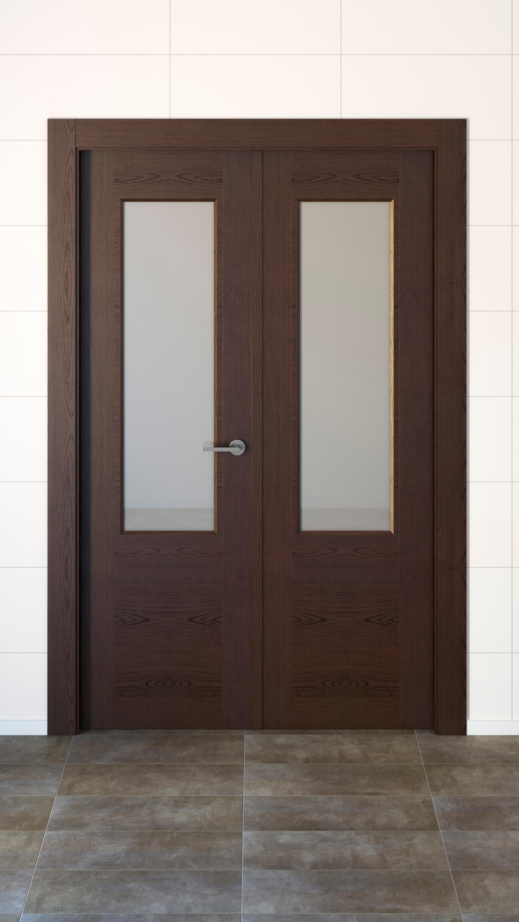 Puerta de interior abatible doble vidriera con cristal incluido hueca acabado Impresion digital  Basic Canarias Wengué apertura izquierda cerco de 7x3 anchura 125 cm - 3