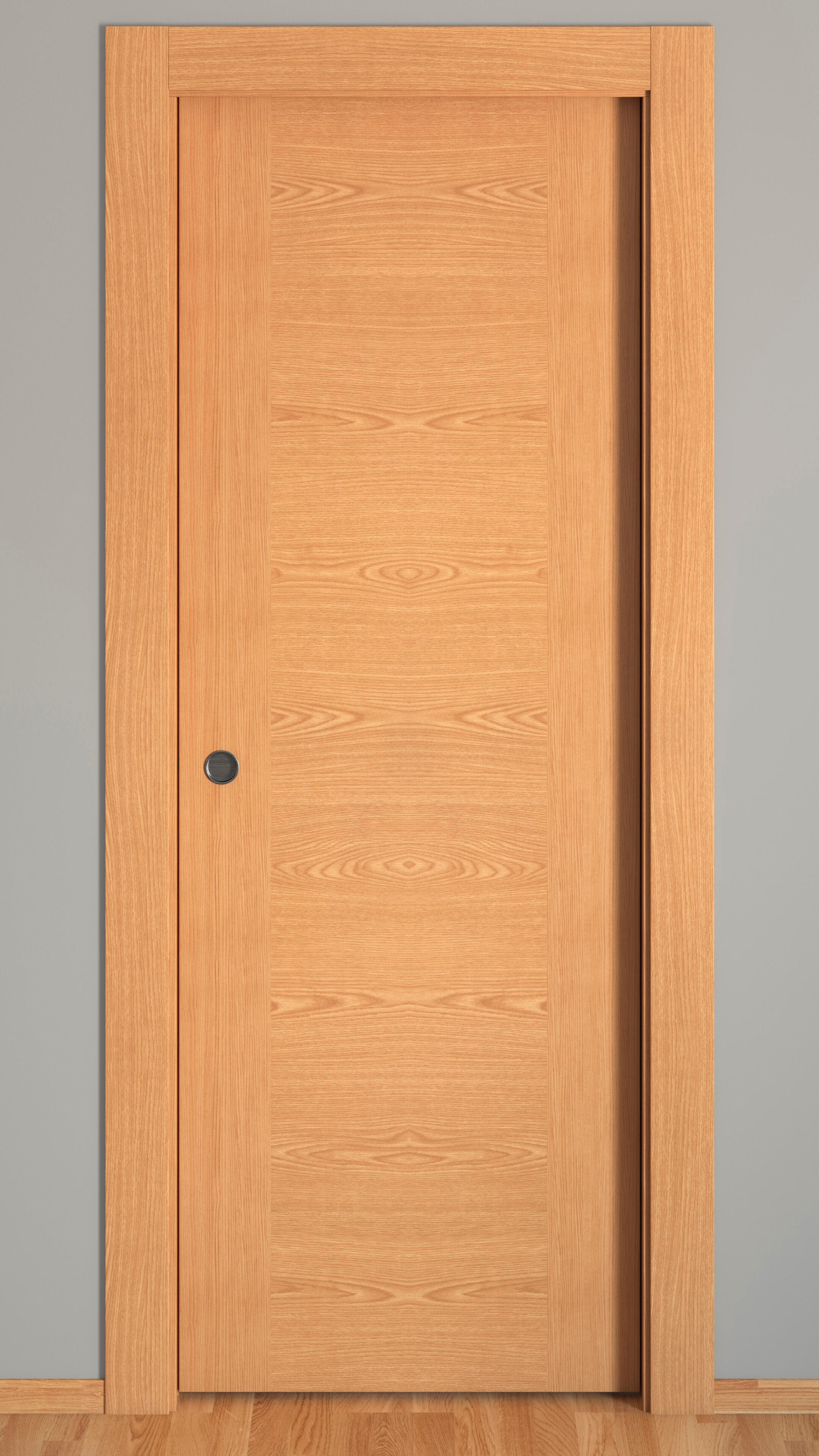 Puerta de interior corredera ciega hueca impresa Basic Canarias roble con uñero anchura 82,5cm - 2