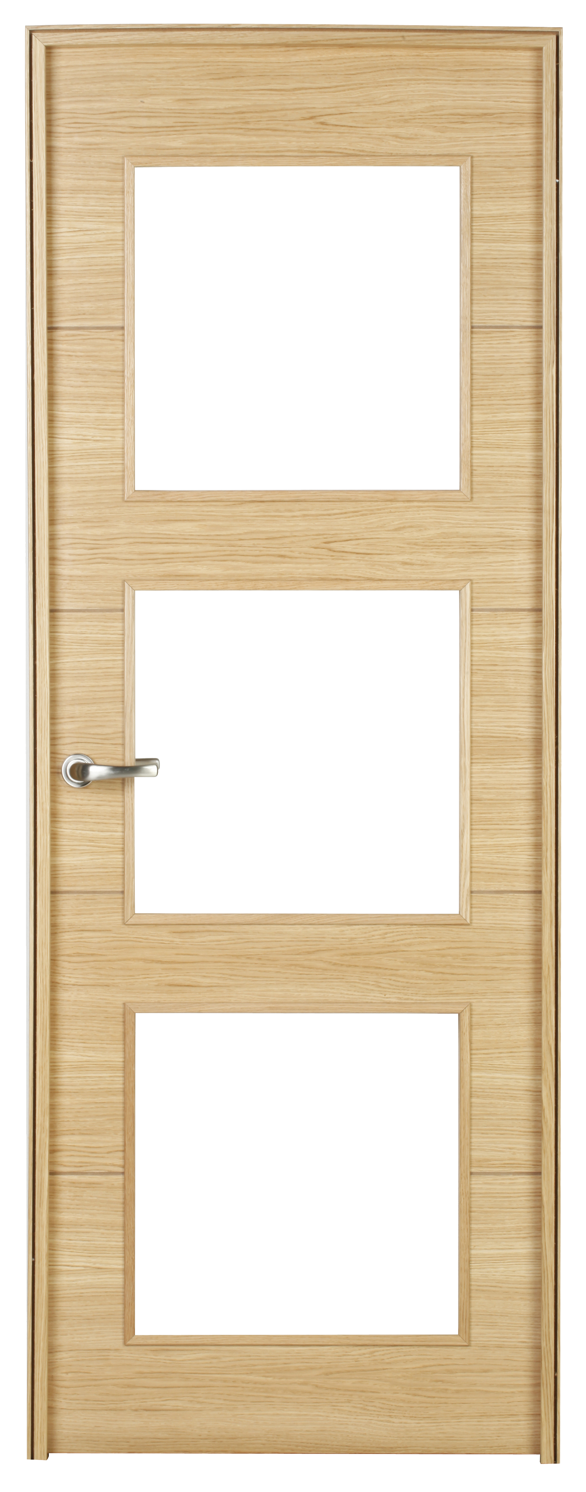 Puerta interior abatible viena roble line plus apertura dcha con cristal 62.5cm