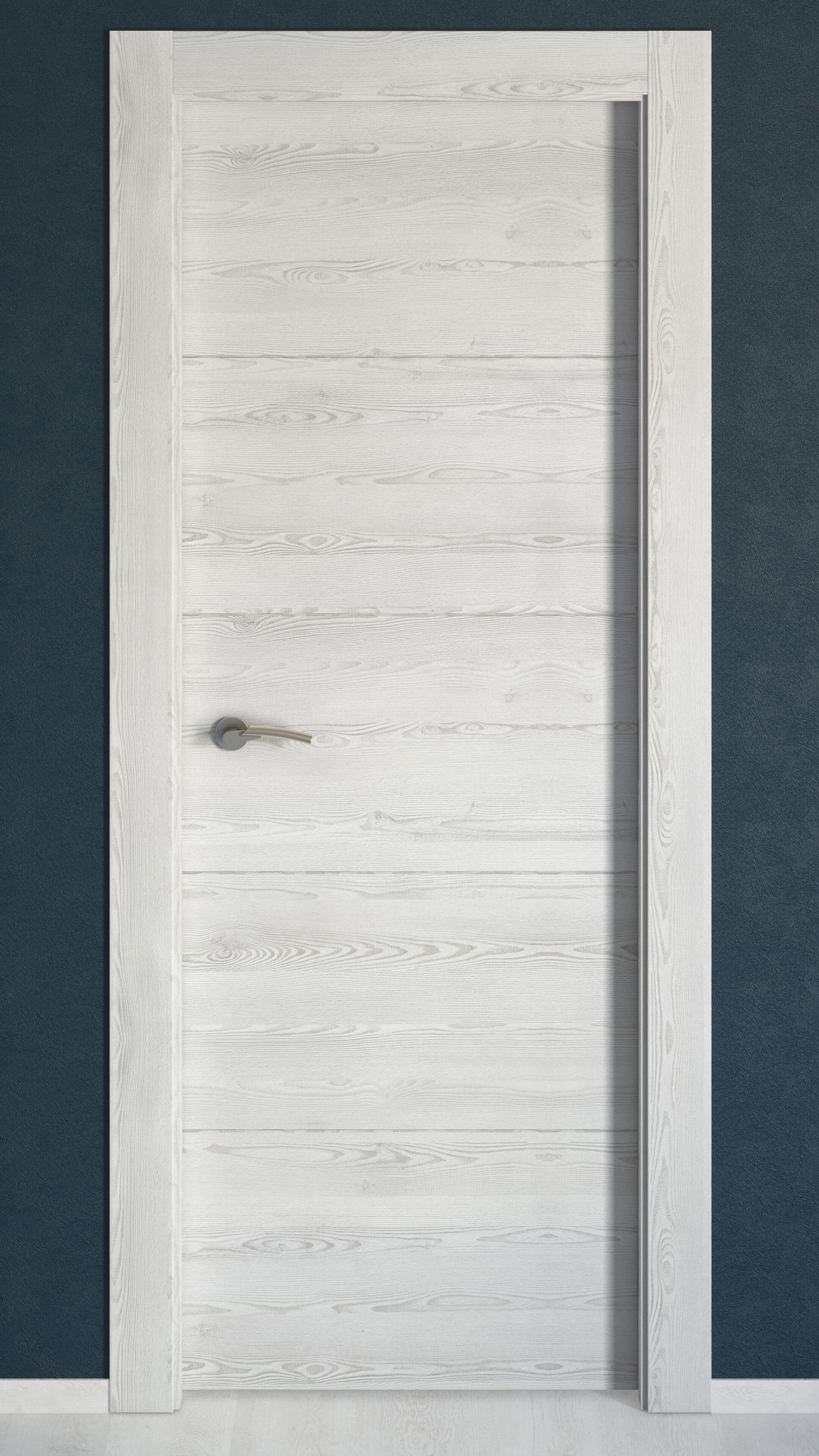 Puerta de interior abatible ciega maciza melamina Line Berna blanco veteado apertura derecha cerco de 7x3 anchura 82.5cm - 2