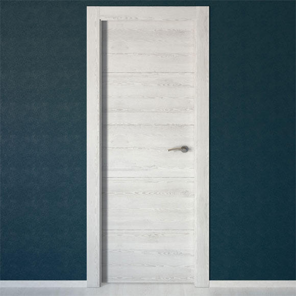 Puerta de interior abatible ciega maciza melamina Line Berna blanco veteado apertura izquierda cerco de 7x3 anchura 82.5cm - 3