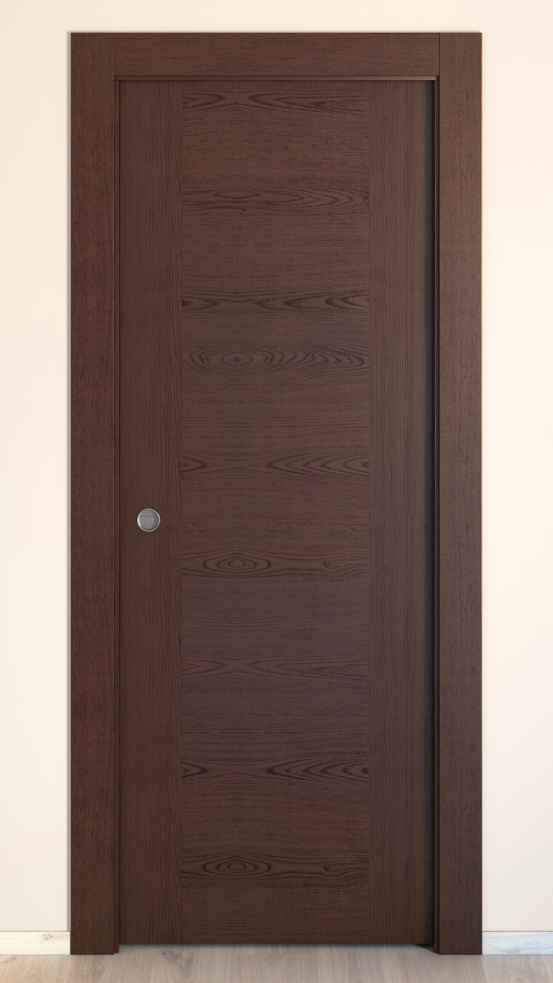 Puerta de interior corredera ciega hueca impresa Basic Canarias wengue con uñero y condena anchura 72,5cm - 3