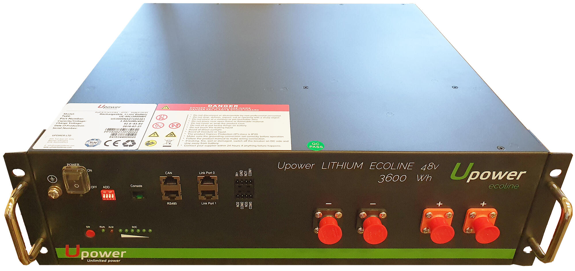 Bateria solar de litio u-power 48v 75ah tipo rack