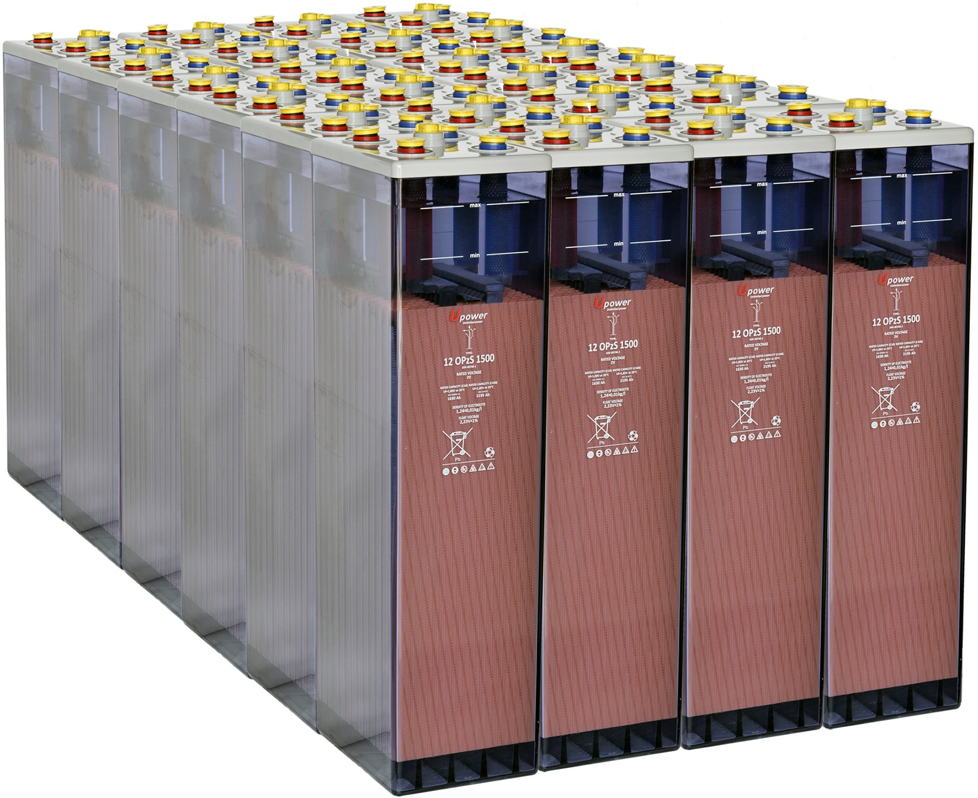 Batería solar estacionaria tubular opzs u-power 48v 2292ah 110 kw