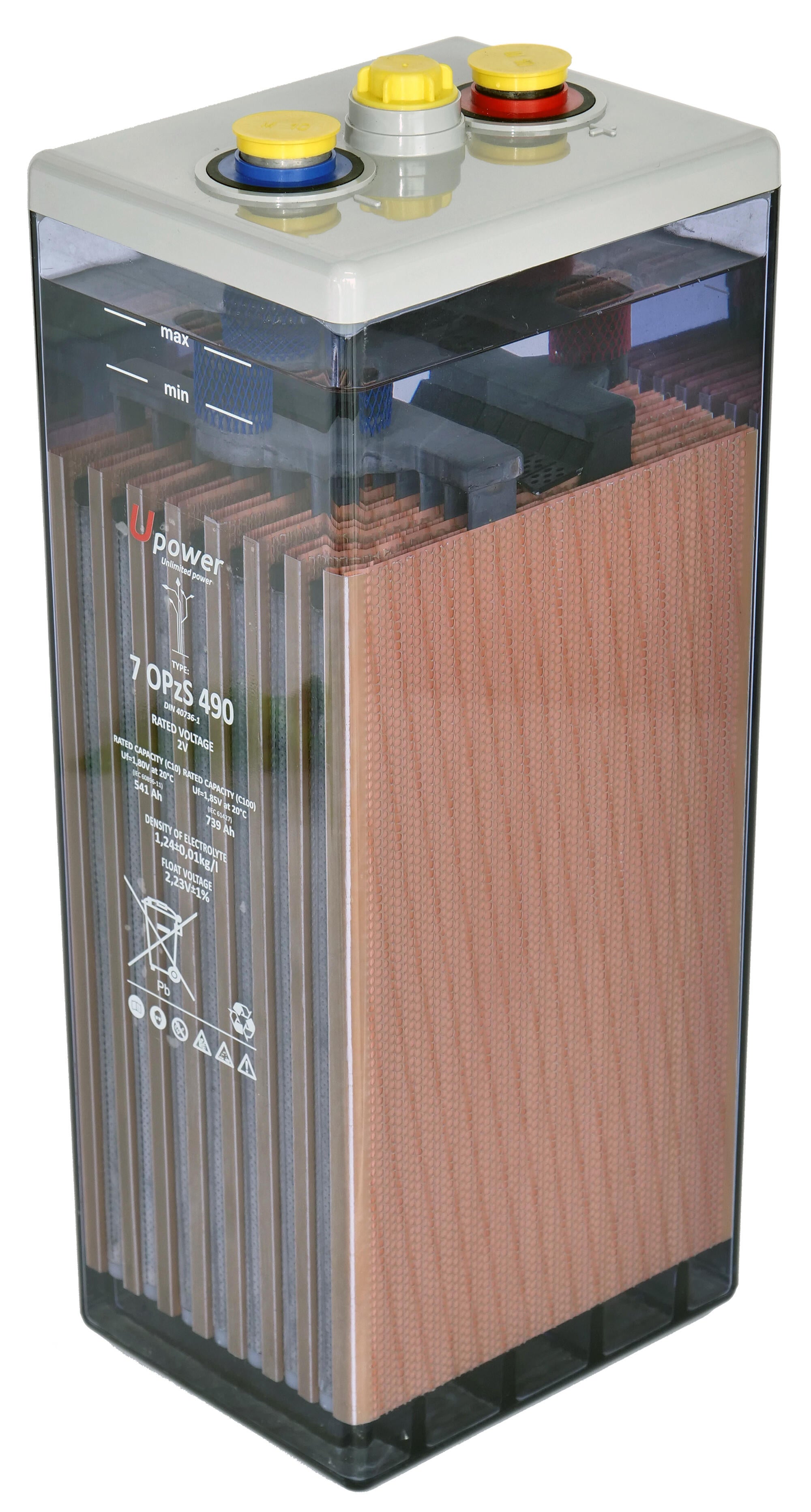 Batería solar estacionaria u-power 7 opzs 490 2v c100 855ah