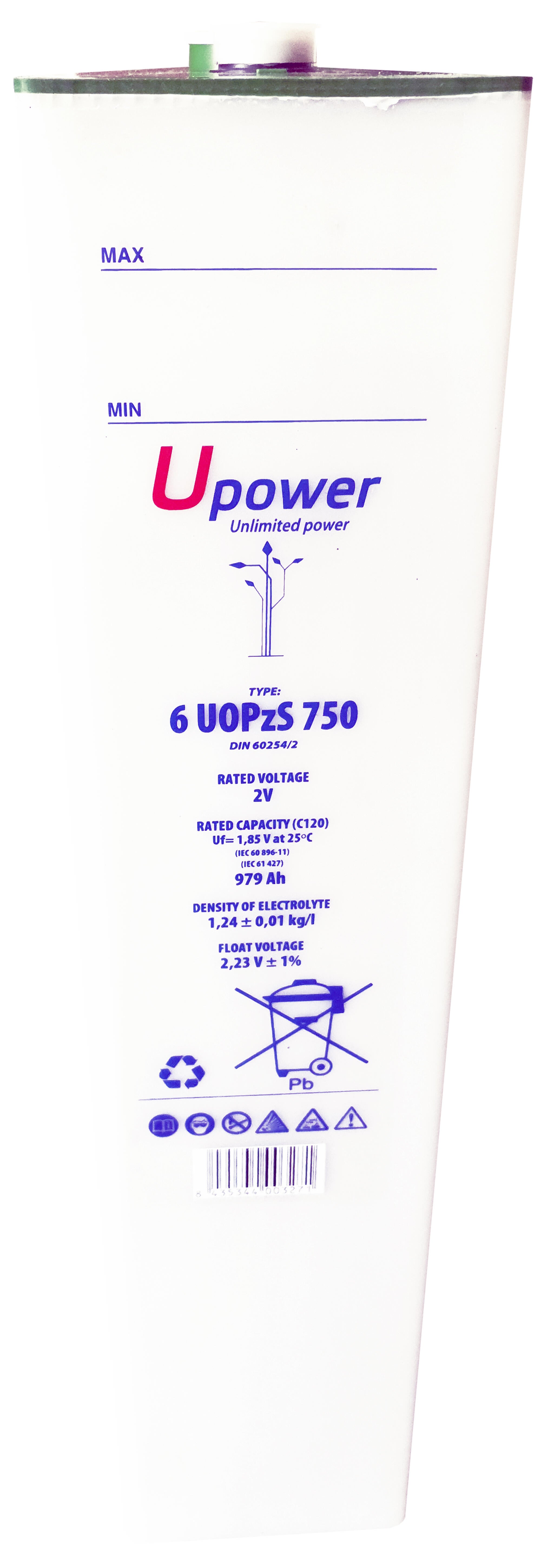 Batería solar estacionaria traslúcida uopzs u-power 2v 975ah