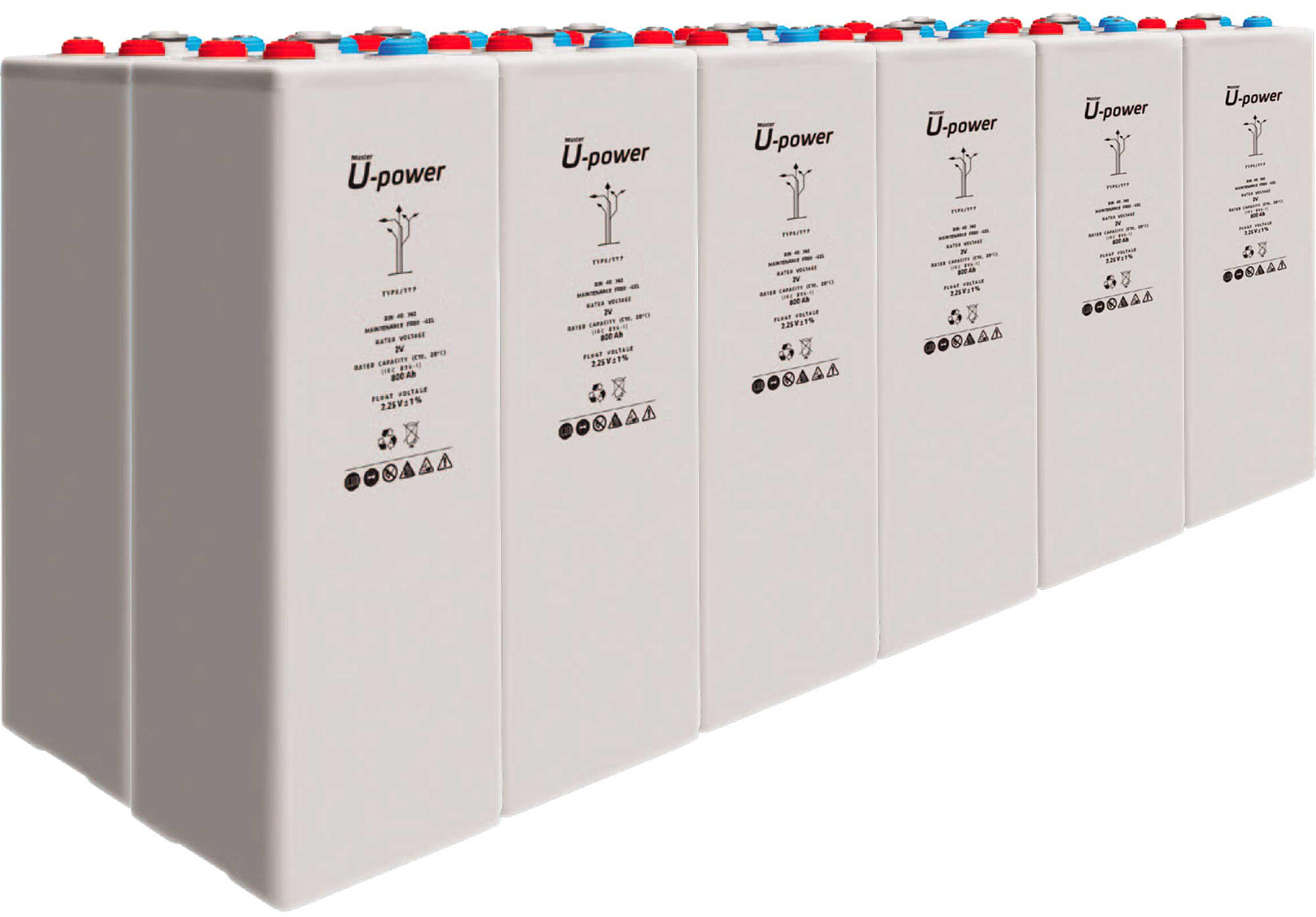 Batería solar estacionaria tubular de gel opzv u-power 24v 1495ah 35.8 kw