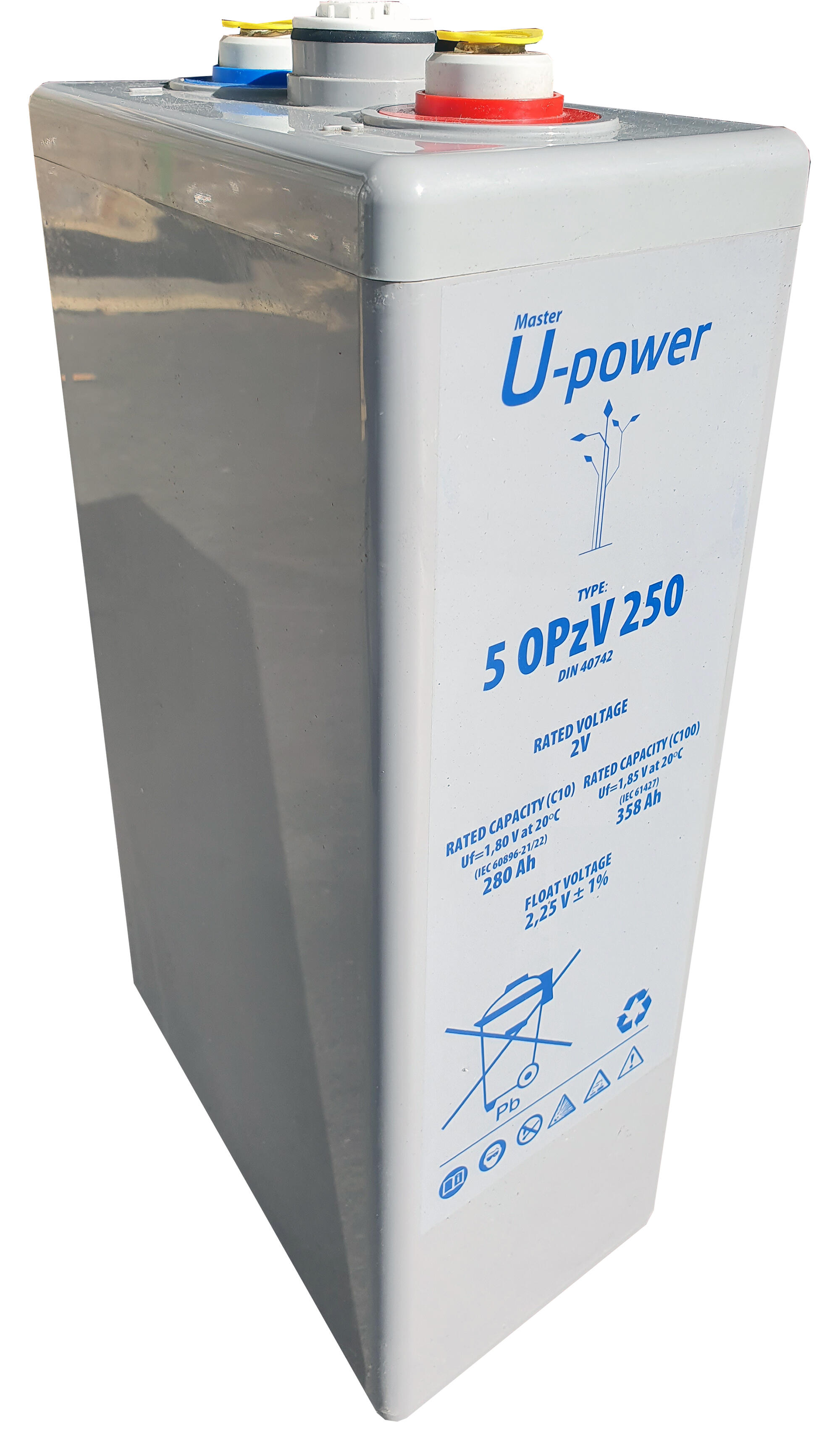 Batería solar estacionaria de gel u-power 5 opzv 250 2v c100 364ah