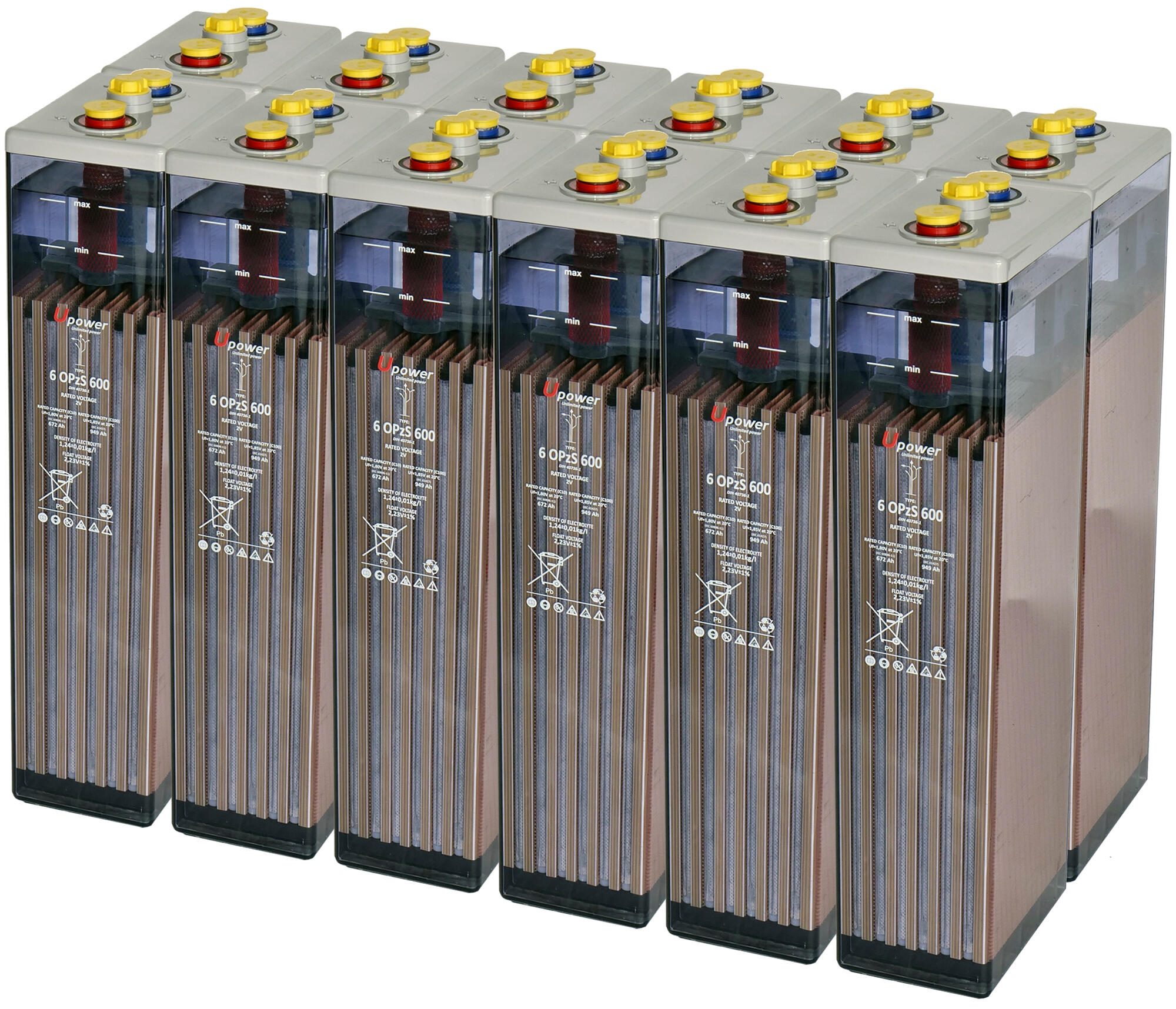 Batería solar estacionaria tubular opzs u-power 24v 997ah 23.9 kw