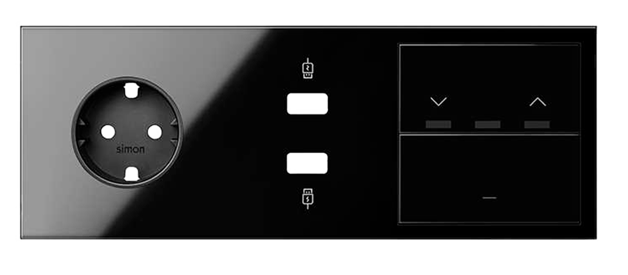 Kit enchufe frontal ench+2usb+pers+tecl negro