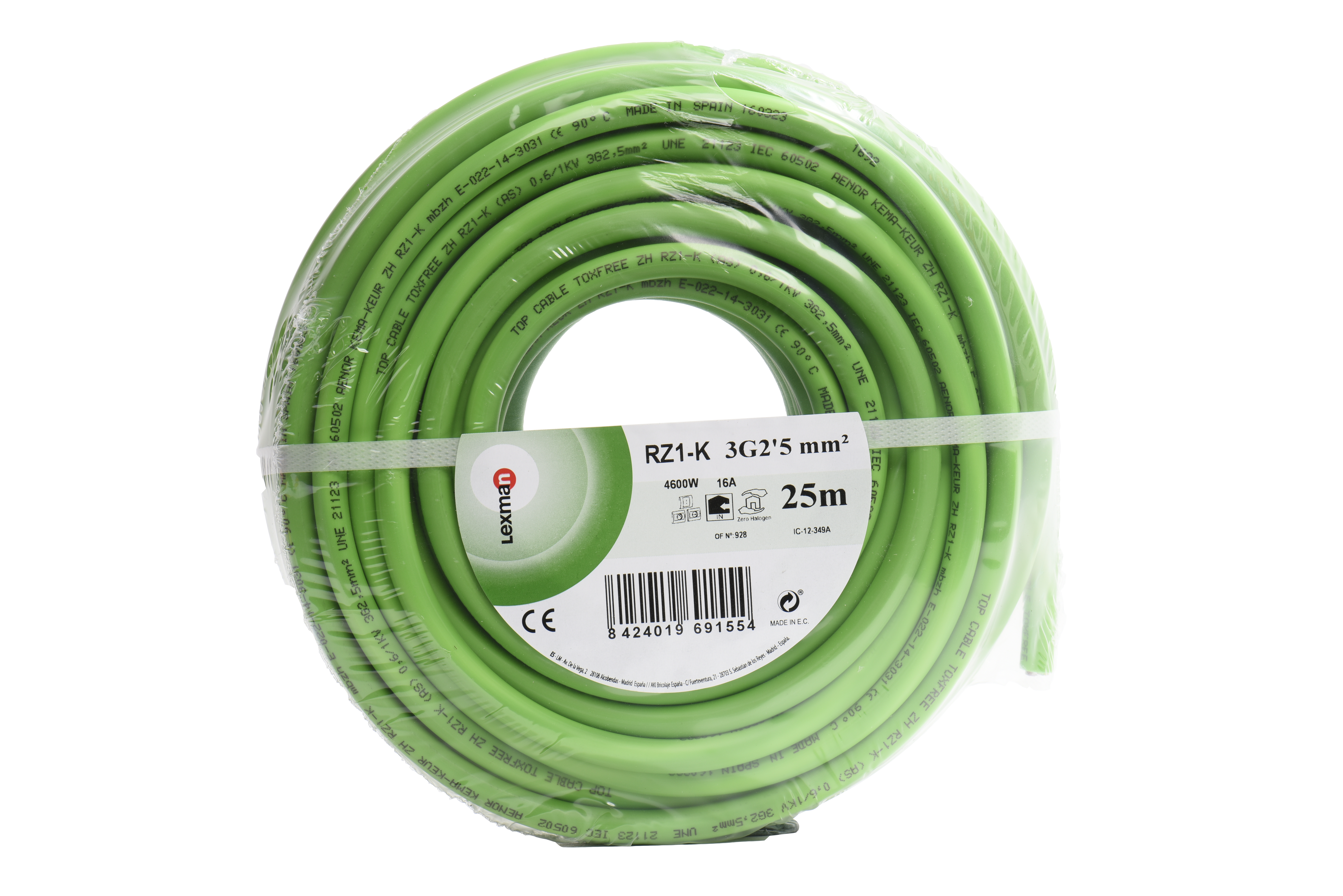 Cabo LEXMAN RZ1-K 3X2.5MM2 25M VERDE - 3