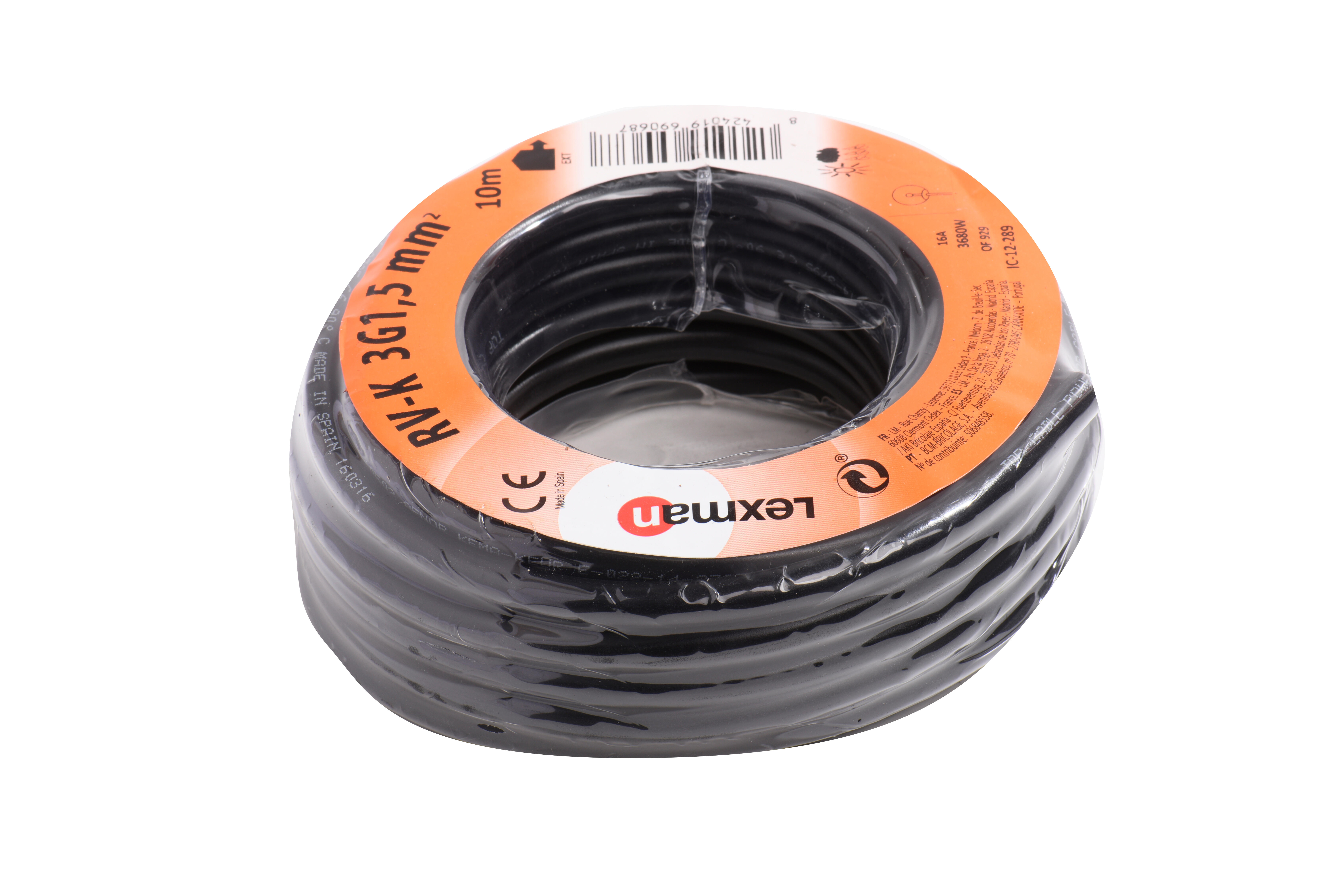 Manguera LEXMAN H07RV-K negro 3x1,5 mm² 10 m. - 5
