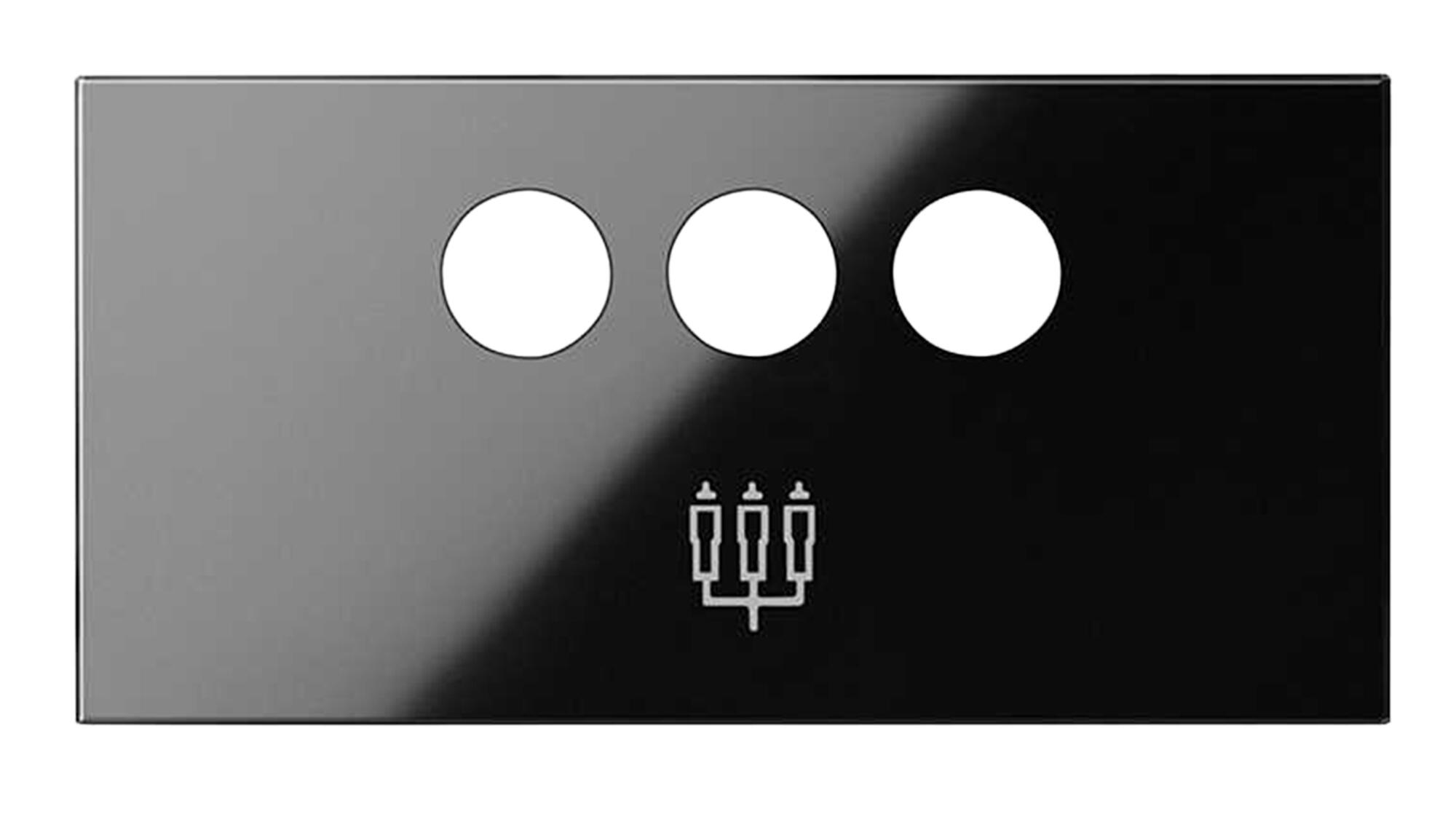Tapa toma 3 rca estrecha simon 100 negro