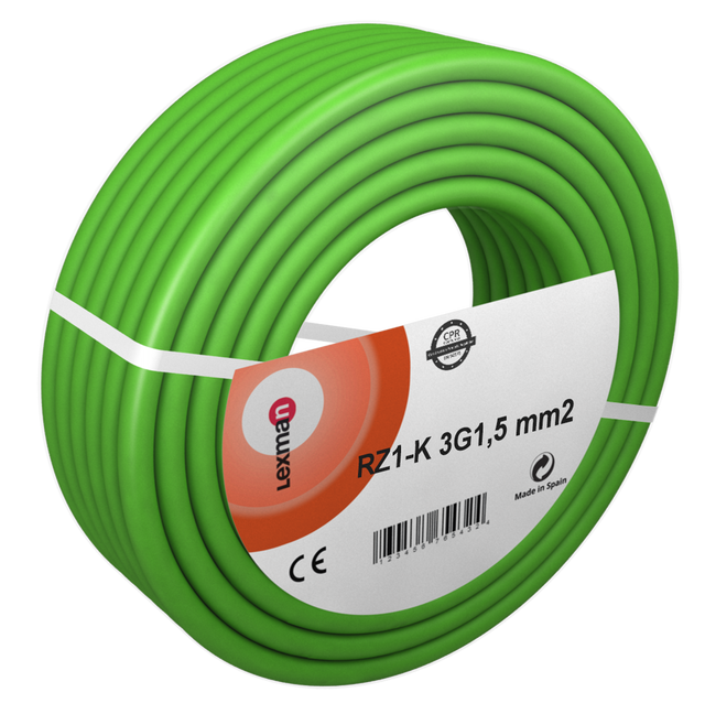 Cabo H07RV-K  verde 3x1,5 mm²  x 50 m Lexman