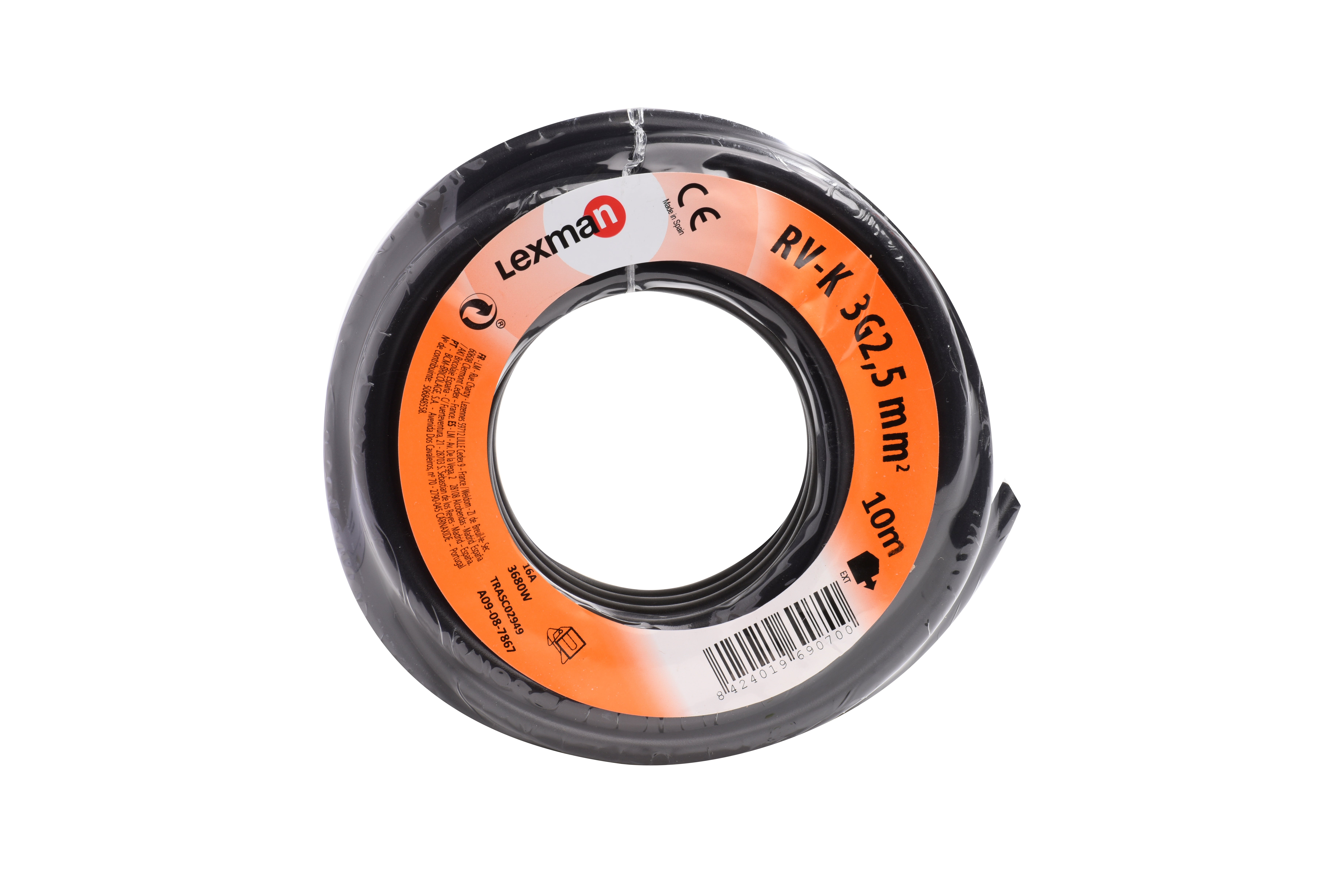 Manguera LEXMAN H07RV-K negro 3x2,5 mm² 10 m. - 5