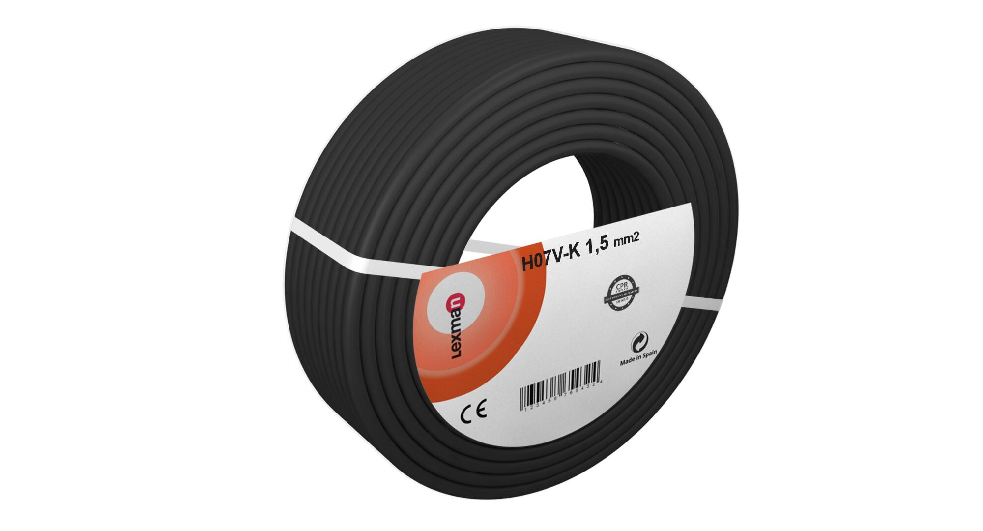 Cable eléctrico top cable h07v-k negro 1,5 mm² 200 m