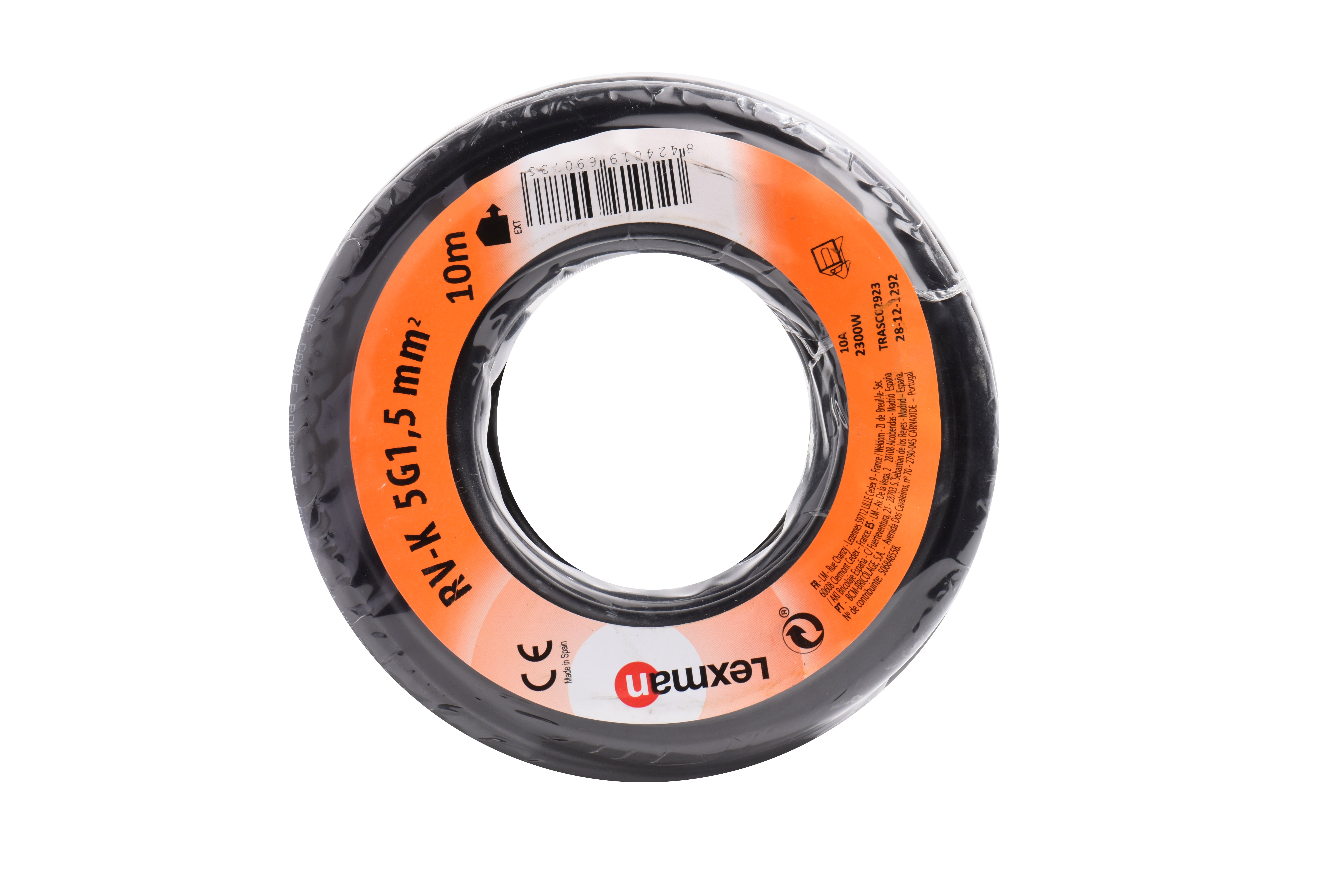 Manguera LEXMAN H07RV-K negro 5x1,5 mm² 10 m. - 2