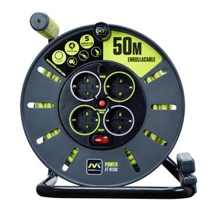 Enrouleur Câble Automatique BRILLIANT TOOLS BT162000 15m + 1m - Rallonge Électrique Murale Plafond 230V Atelier Garage Jardin IP44