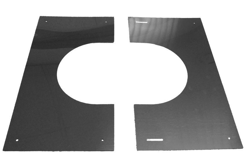 Placa de remate mural 30°/45° en inox para tubo aislado gama dw ø150/210 dinak
