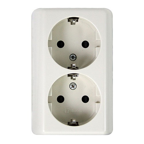 Base 2 enchufes superficie simon marfil