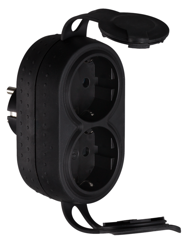 Ficha dupla exterior 2P+T IP44 preto Legrand