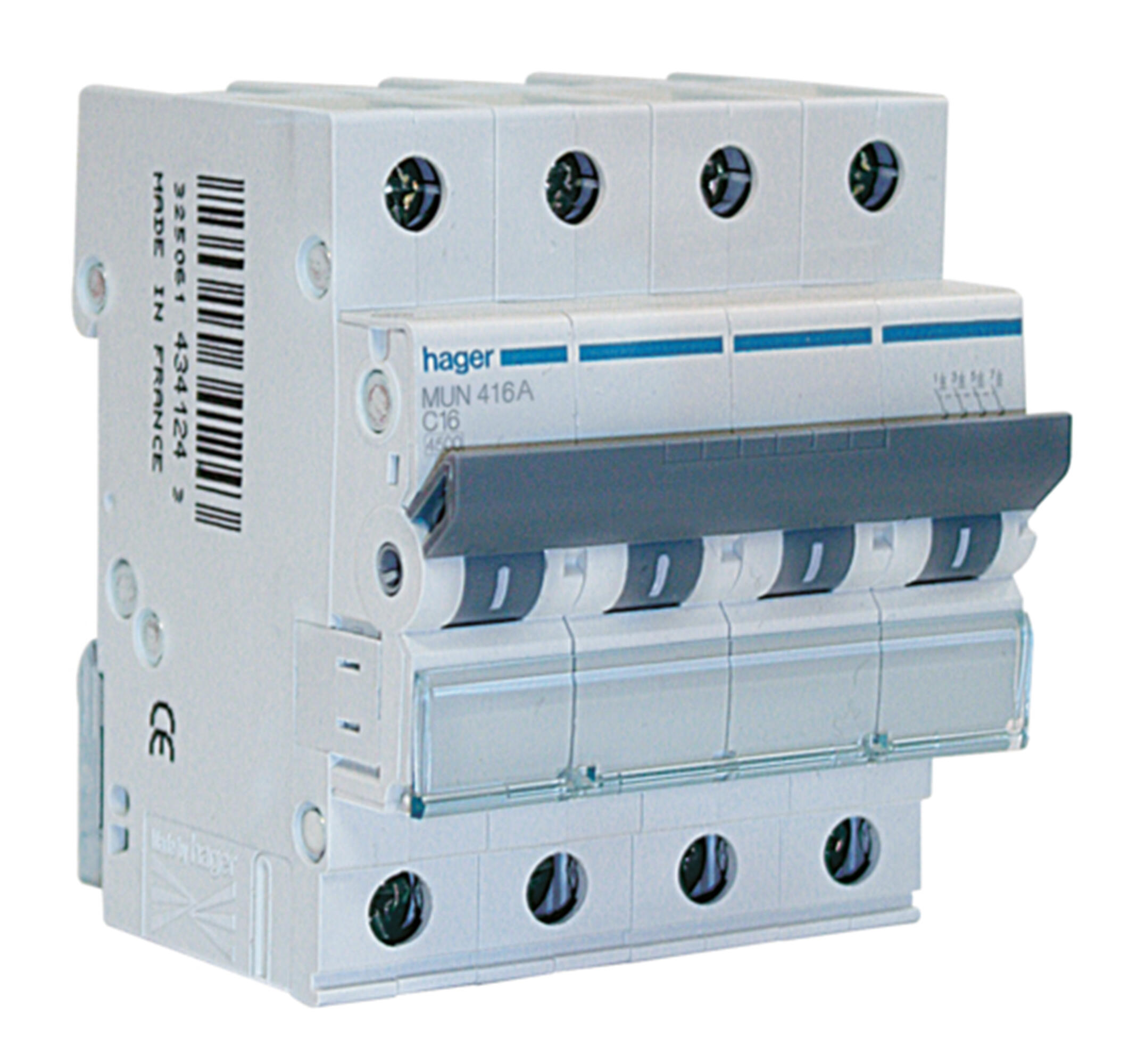 Interruptor magnetotérmico tetrapolar hager de 10a con 8 módulos