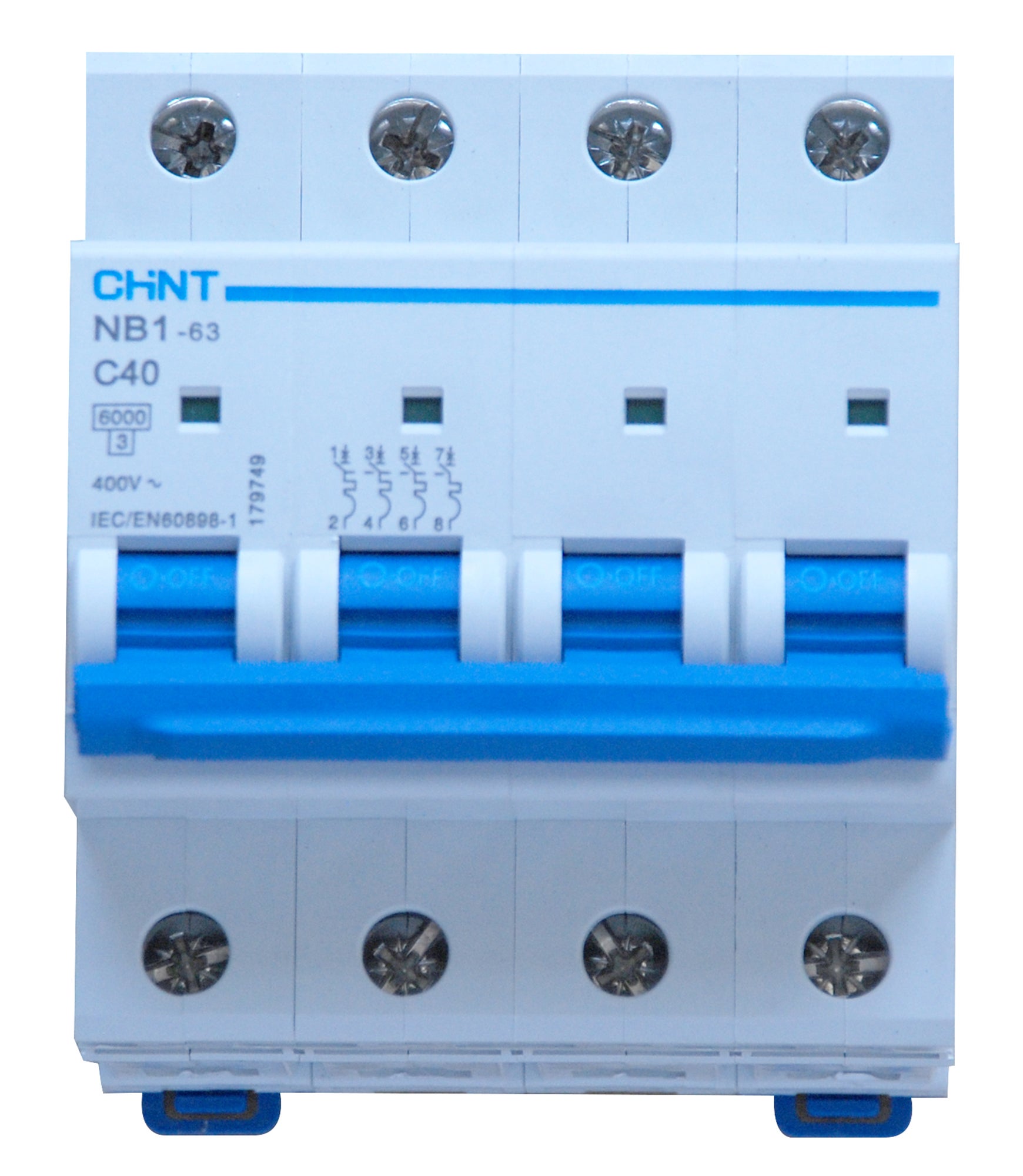 Interruptor magnetotérmico tetrapolar chint de con 4 módulos