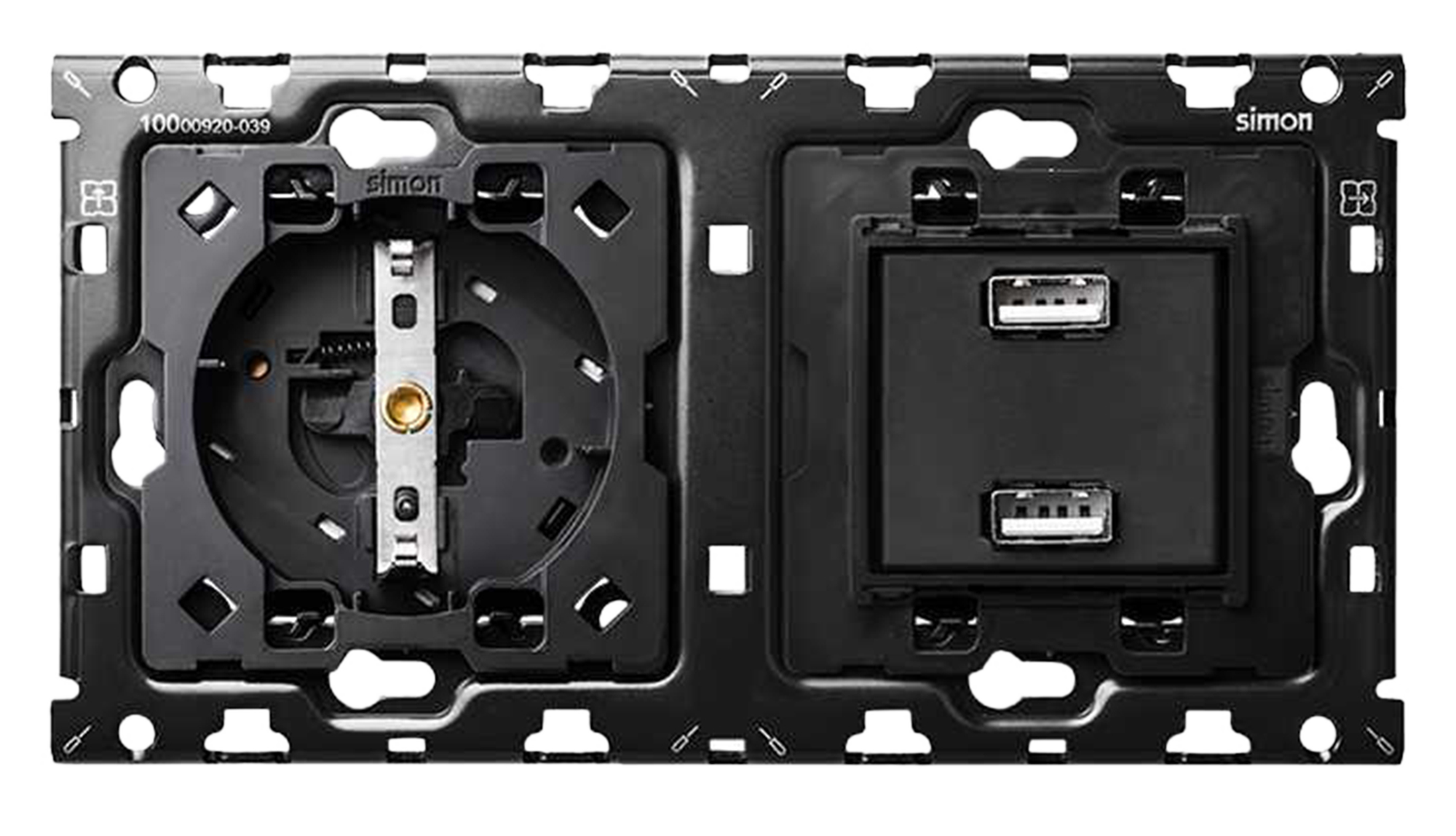 Kit enchufe ench+do blanco usb+bast simon 100